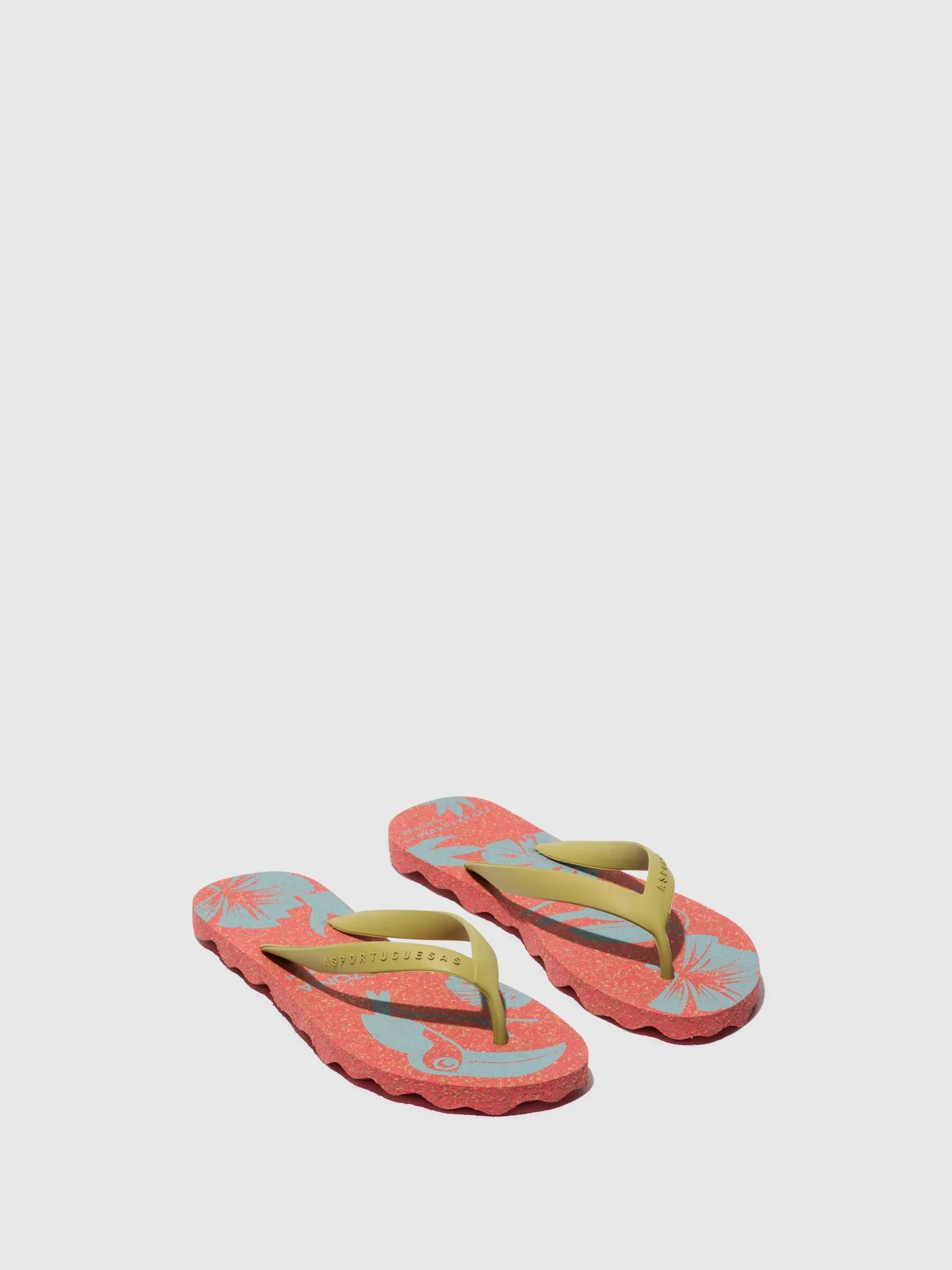 Beach Flip-Flops AMAZONIA Red & Mlt. Gold strap sold by Asportuguesas