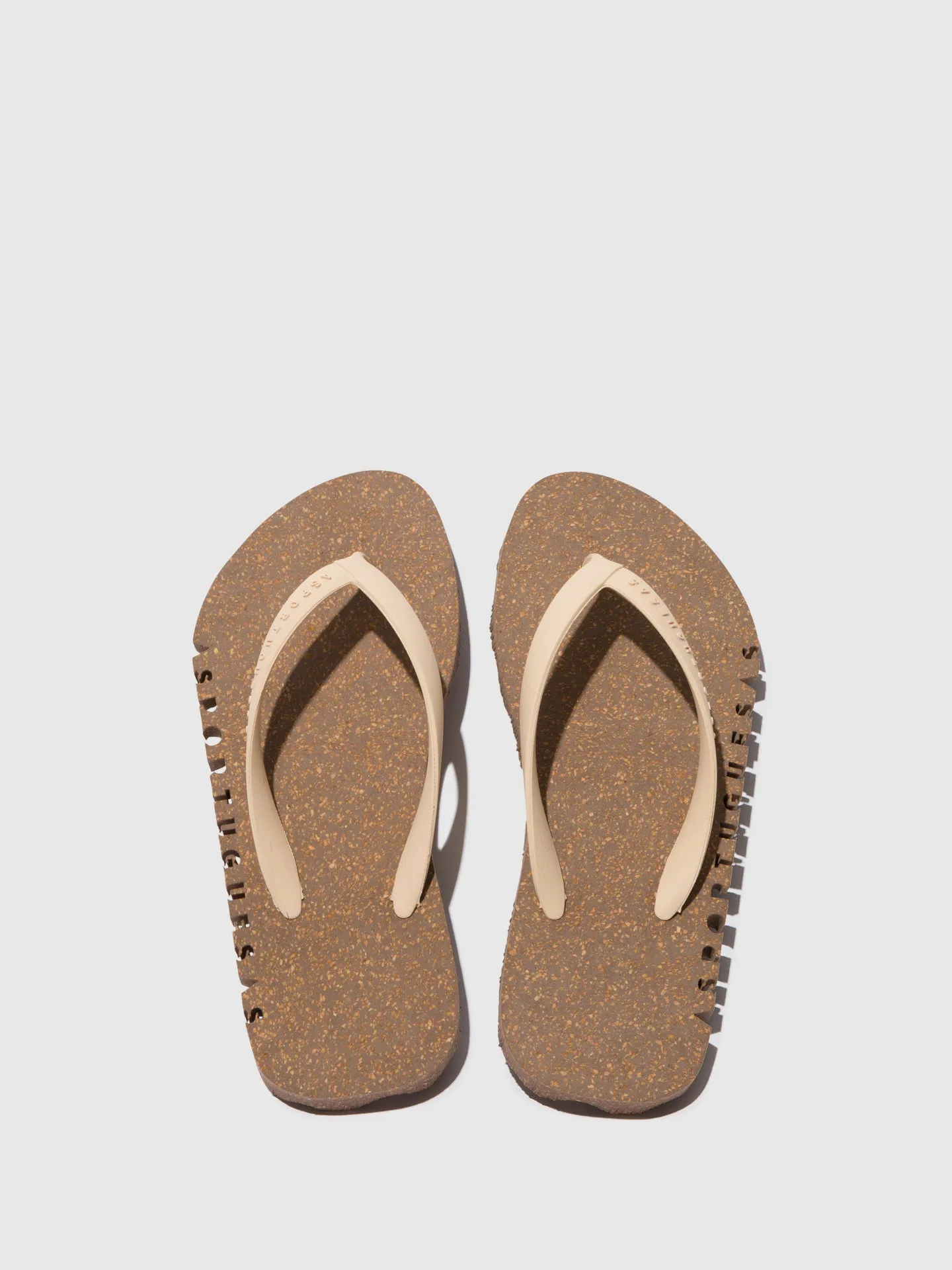 Beach Flip-Flops BUMPY Brown & cream strap sold by Asportuguesas product image thumbnail 2