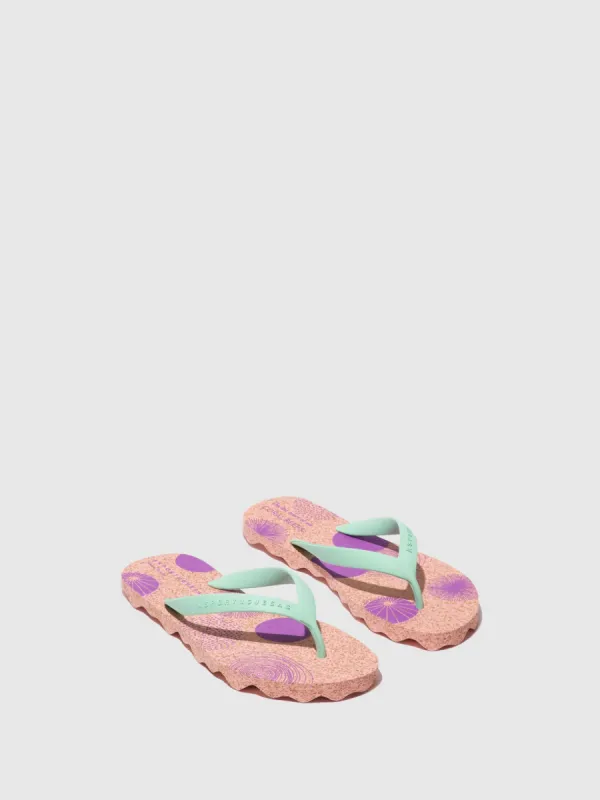 Beach Flip-Flops CORALS Pink & mint strap sold by Asportuguesas