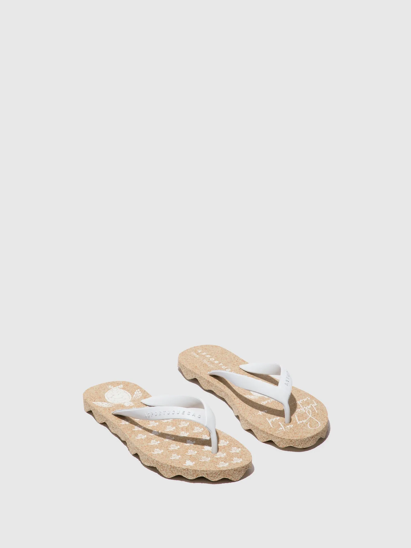 Beach Flip-Flops TURTLE Natural & white strap sold by Asportuguesas