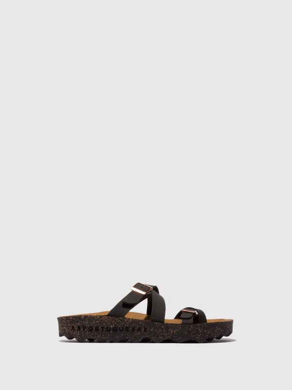 Buckle Sandals CAPRI BLACK made by Asportuguesas