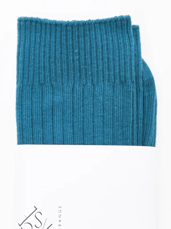 Rock Green Rib Overankle Socks sold by Frances May Houseline