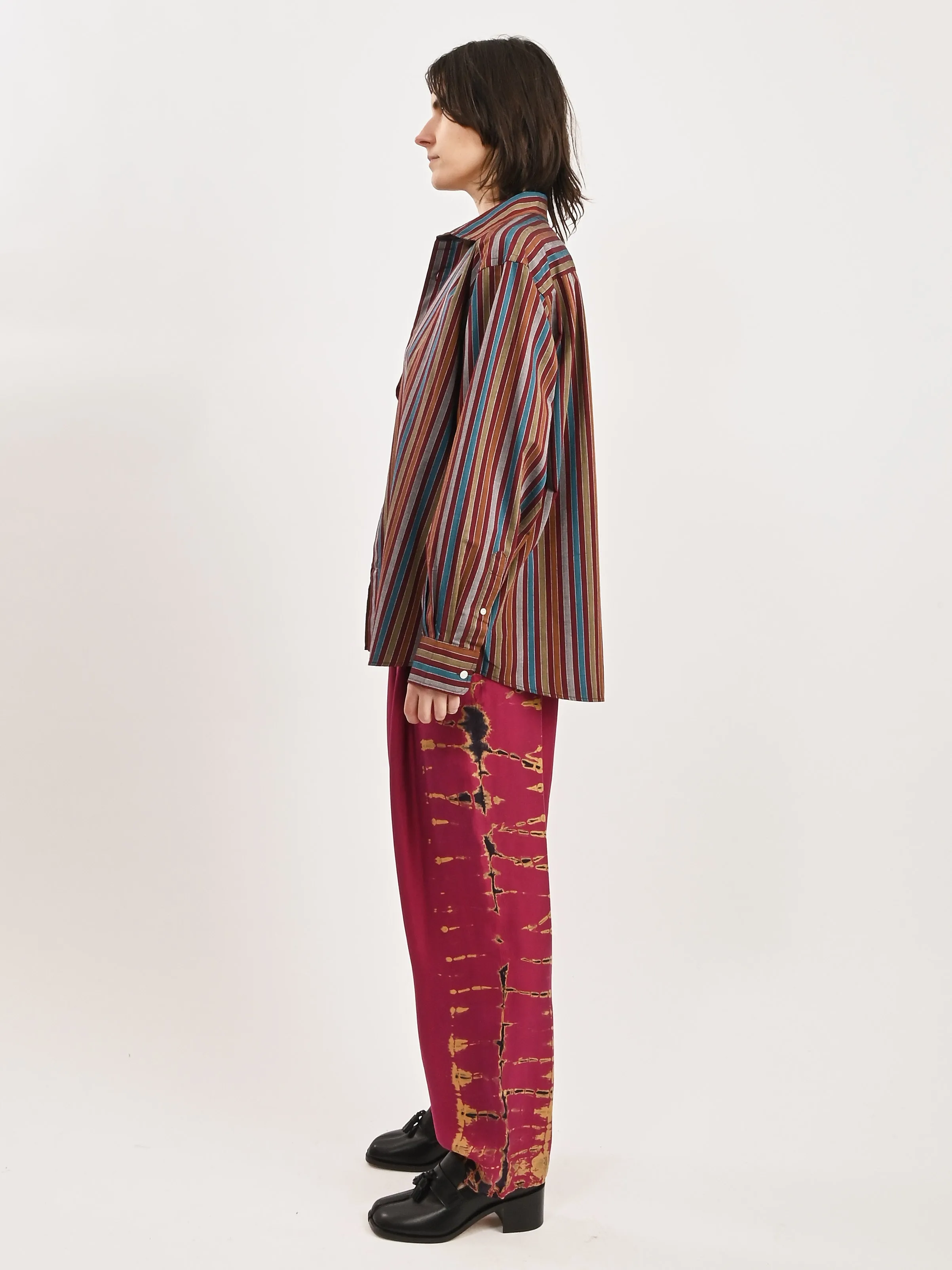 Maroon Multi Stripe Claude Shirt sold by Frances May Houseline product image thumbnail 5