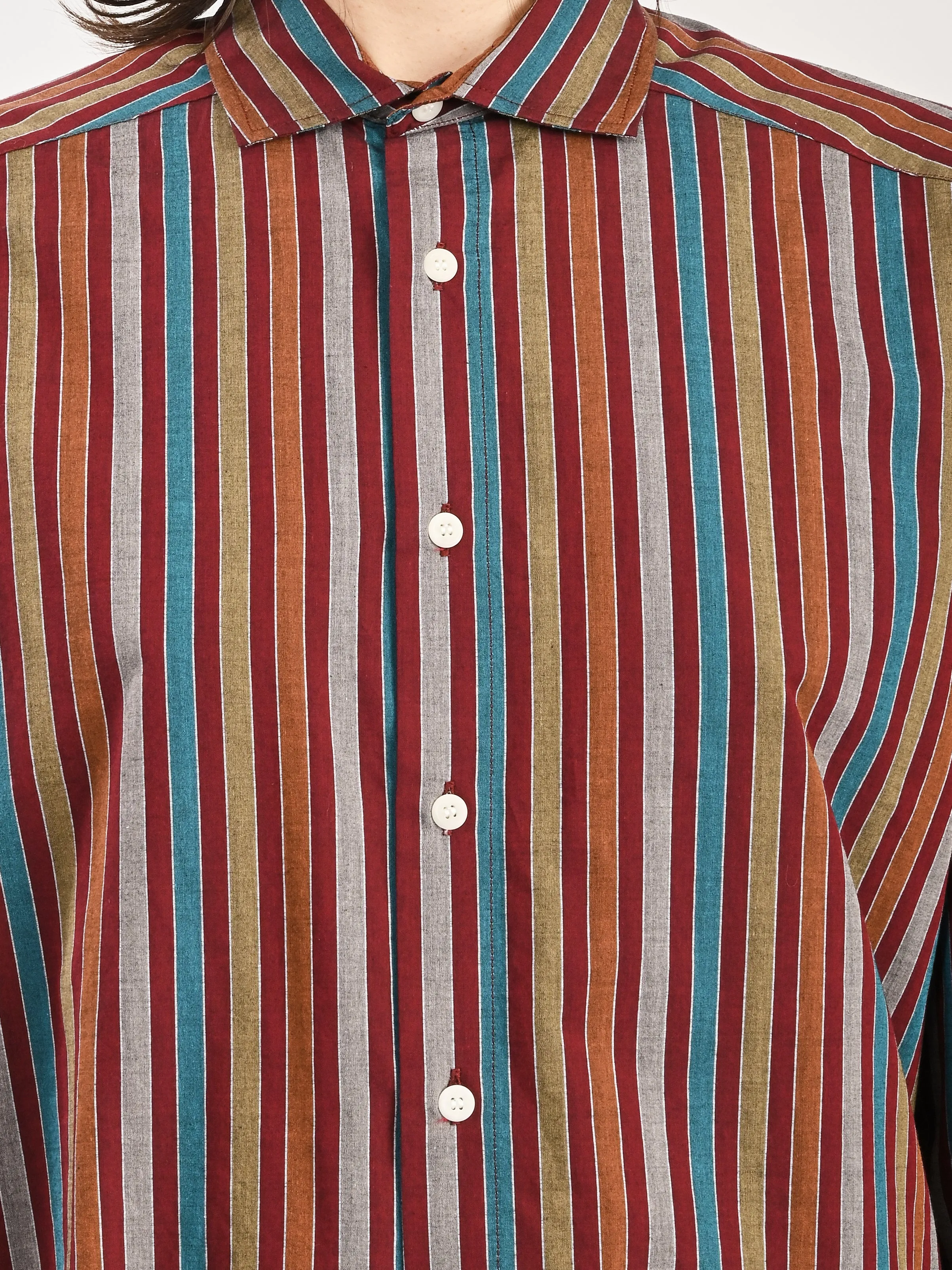 Maroon Multi Stripe Claude Shirt sold by Frances May Houseline product image thumbnail 3