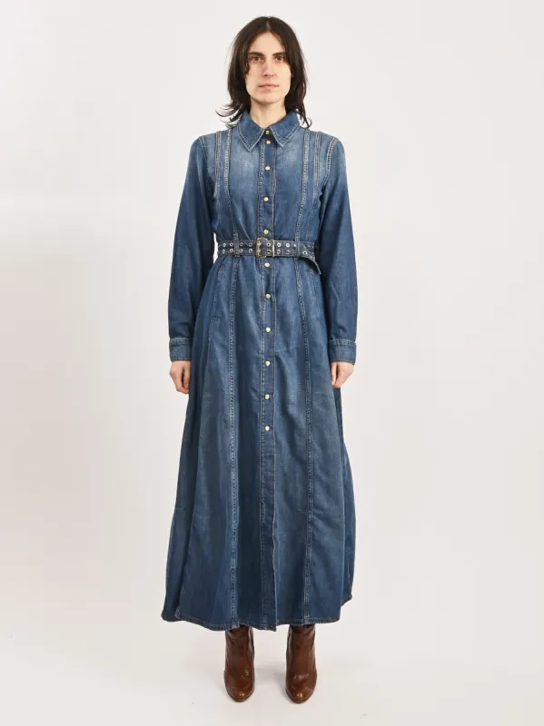 Mid Blue Vintage Light Denim Maxi Dress sold by Frances May Houseline