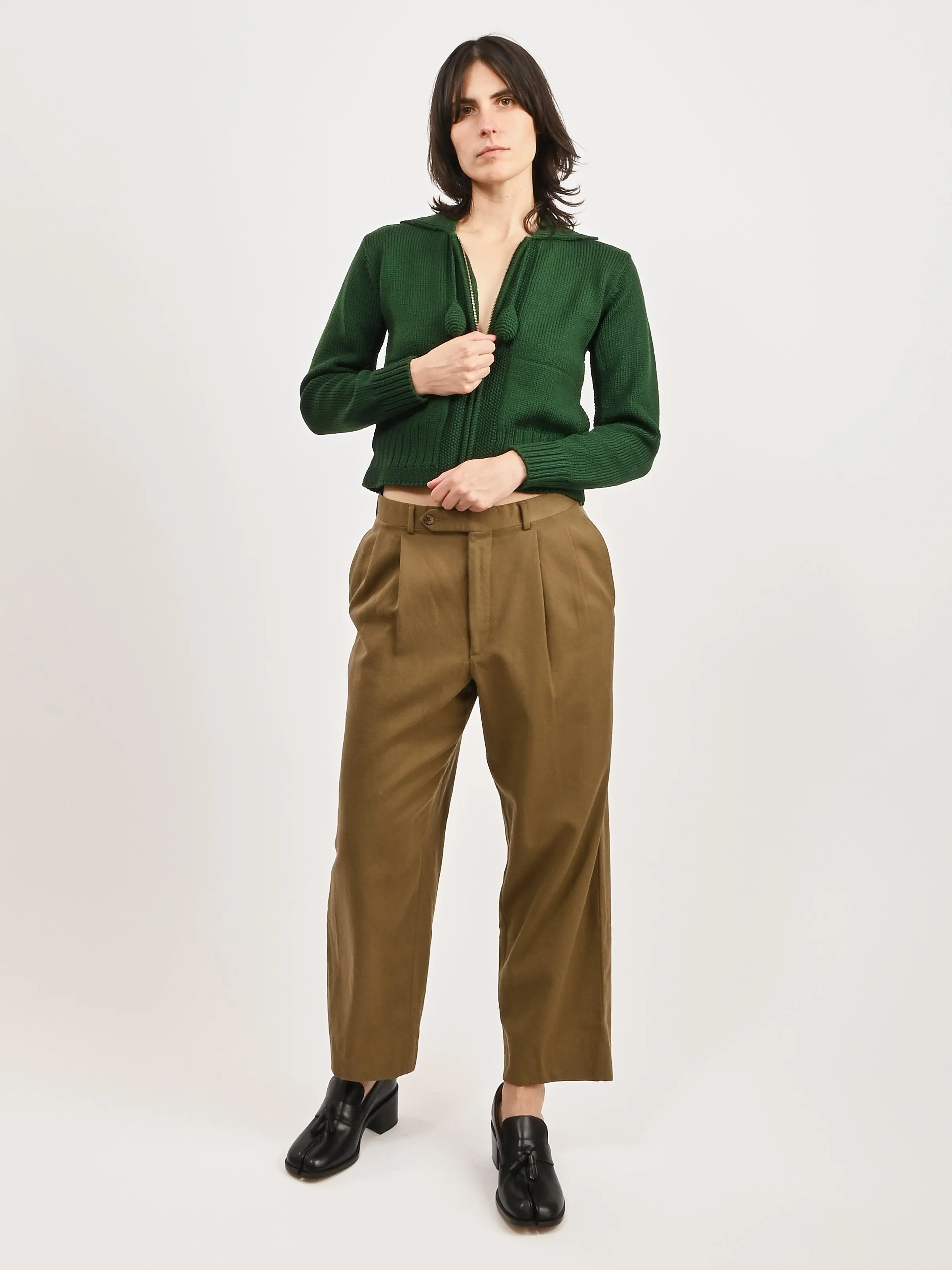 Cropped Ochre Trousers sold by Frances May Houseline