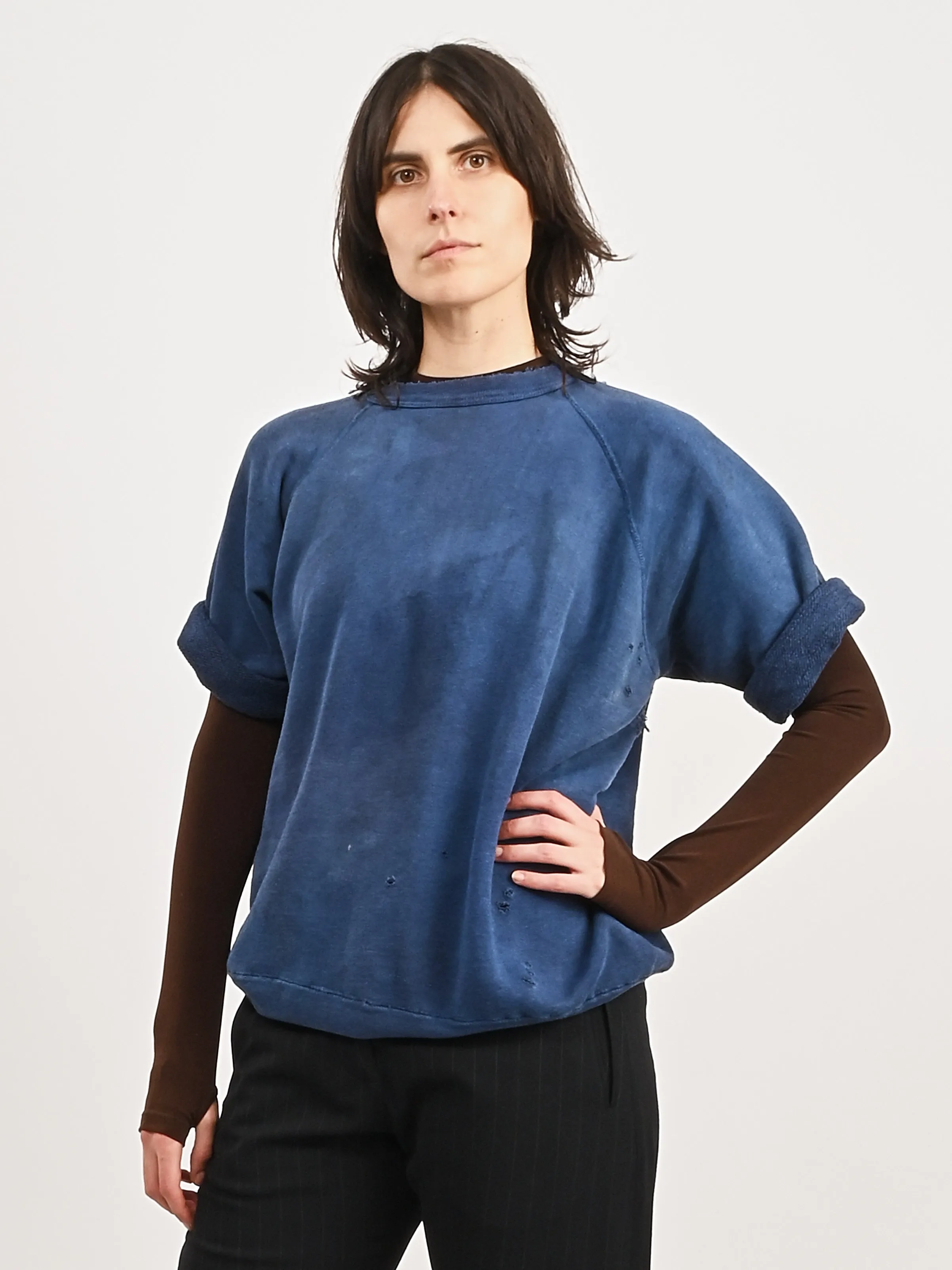 Saturated Blue Cut-Off Sweatshirt sold by Frances May Houseline product image thumbnail 2