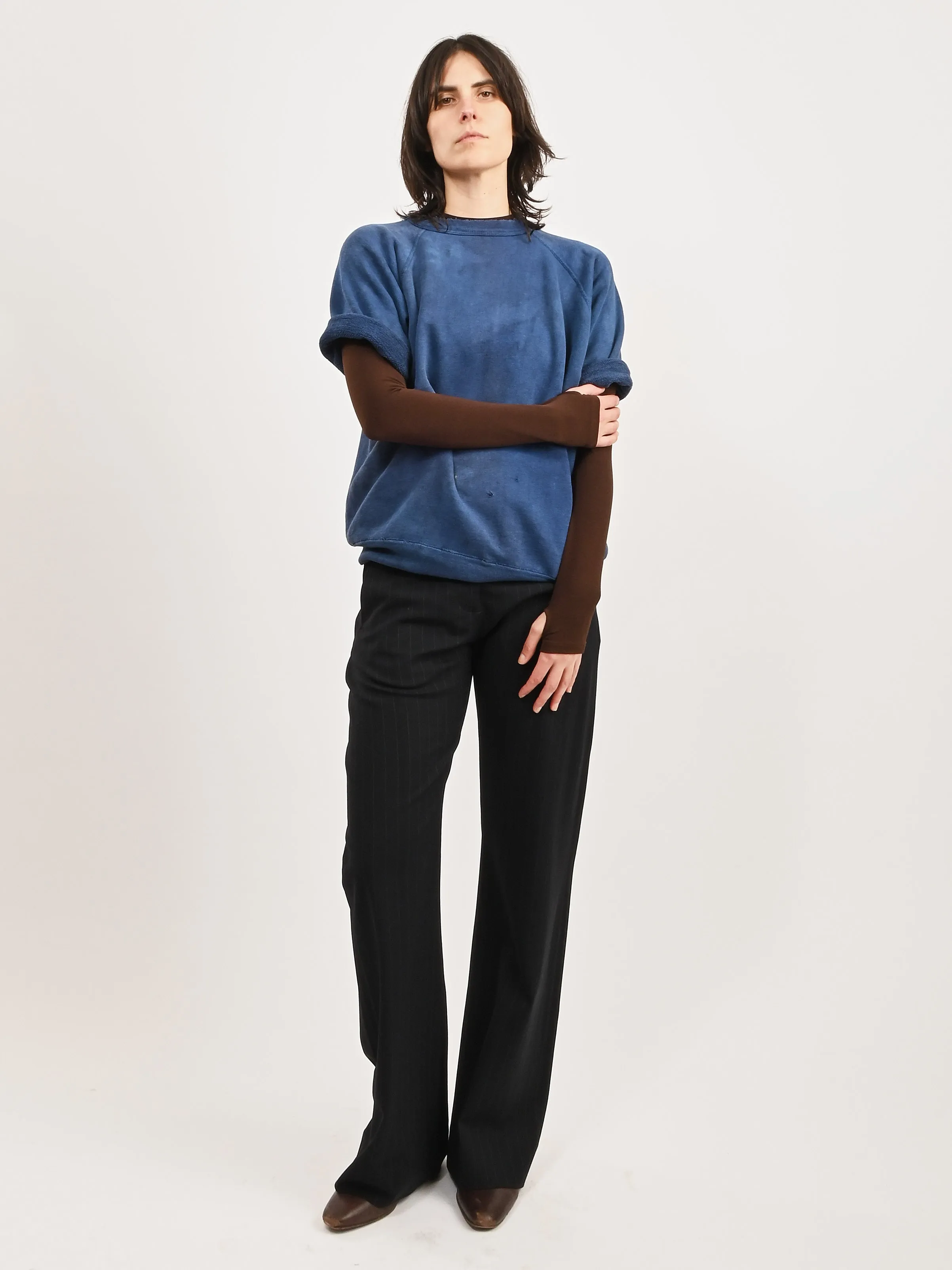 Saturated Blue Cut-Off Sweatshirt sold by Frances May Houseline