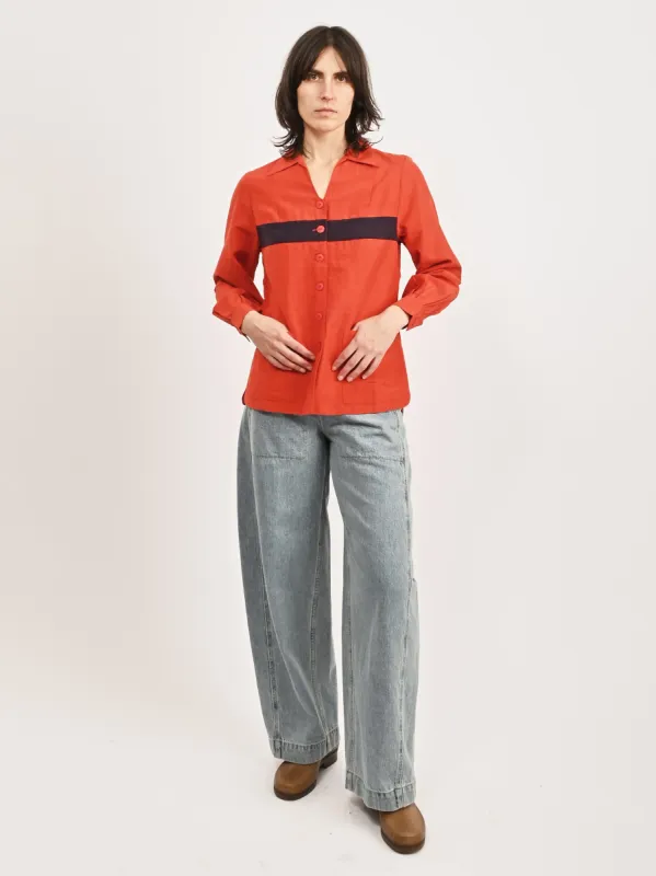 Red/Navy Waterfront Shirt made by BODE