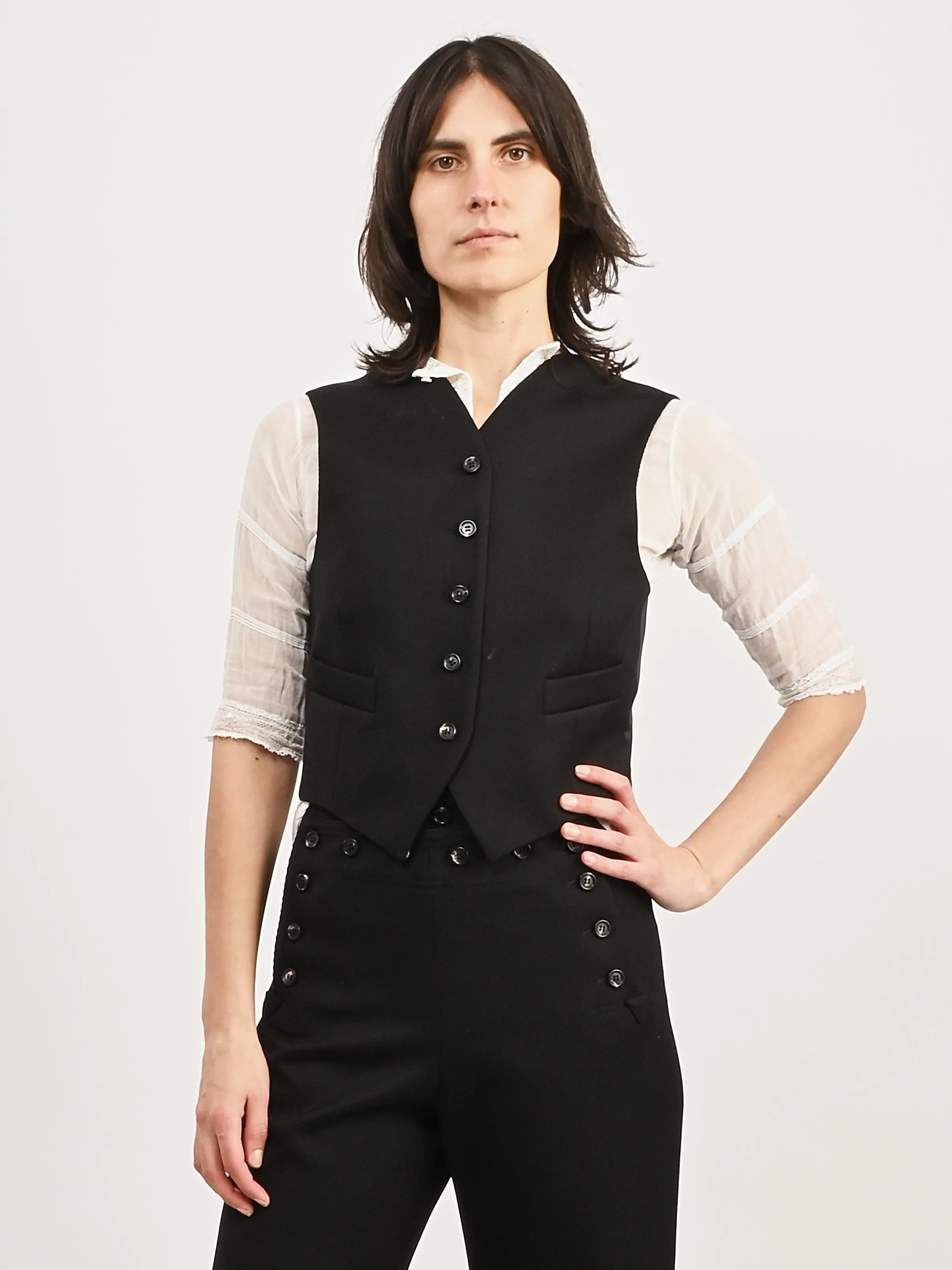Black Riding Twill Waistcoat sold by Frances May Houseline product image thumbnail 2