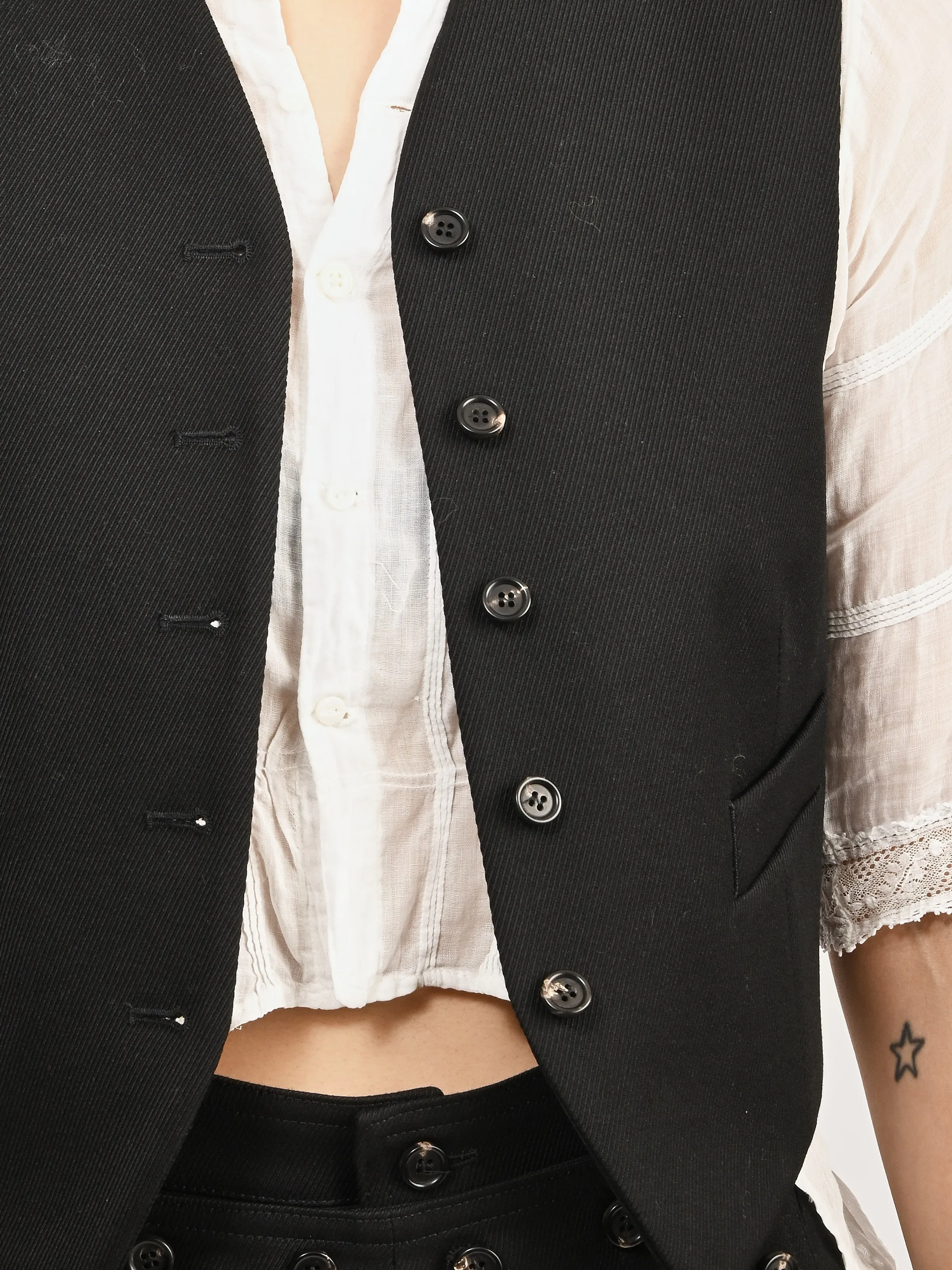 Black Riding Twill Waistcoat sold by Frances May Houseline product image thumbnail 4