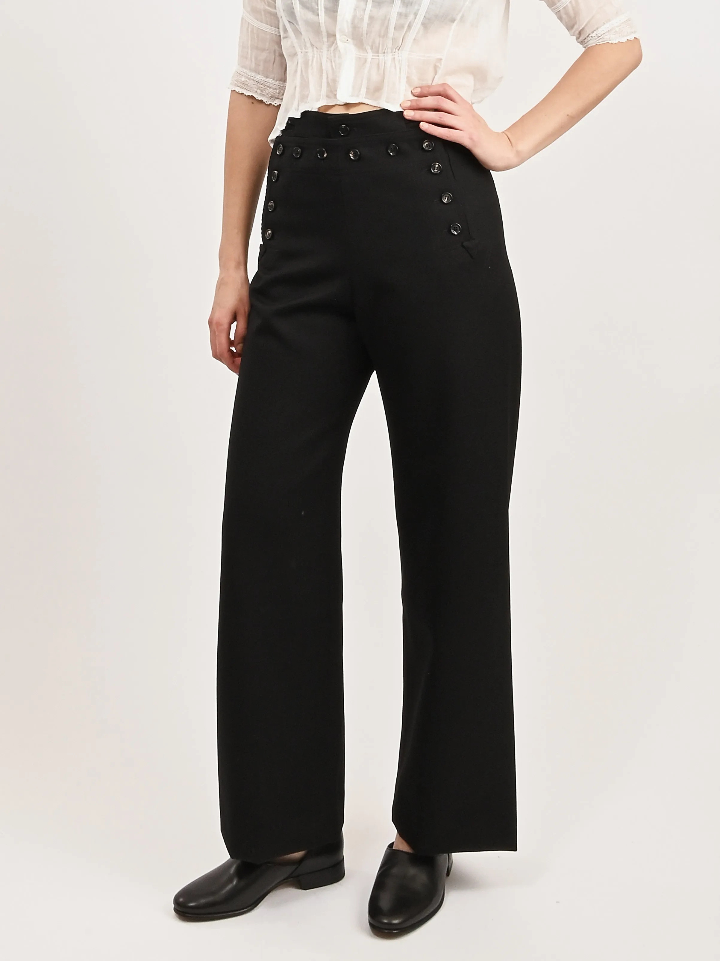 Black Riding Twill Sailor Trouser sold by Frances May Houseline product image thumbnail 2