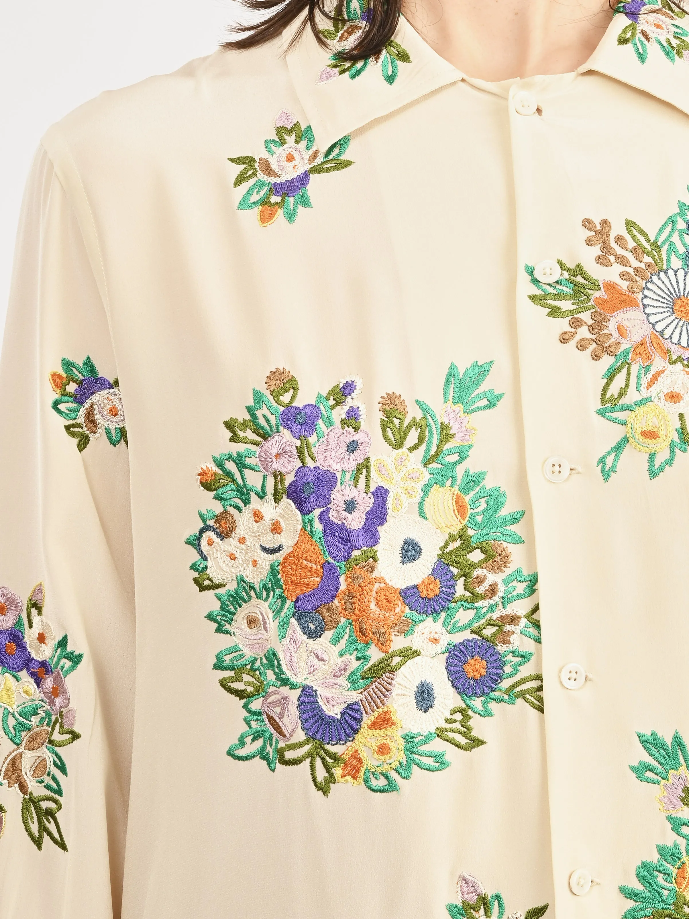 Cream/Multi Flower Language Shirt sold by Frances May Houseline product image thumbnail 3