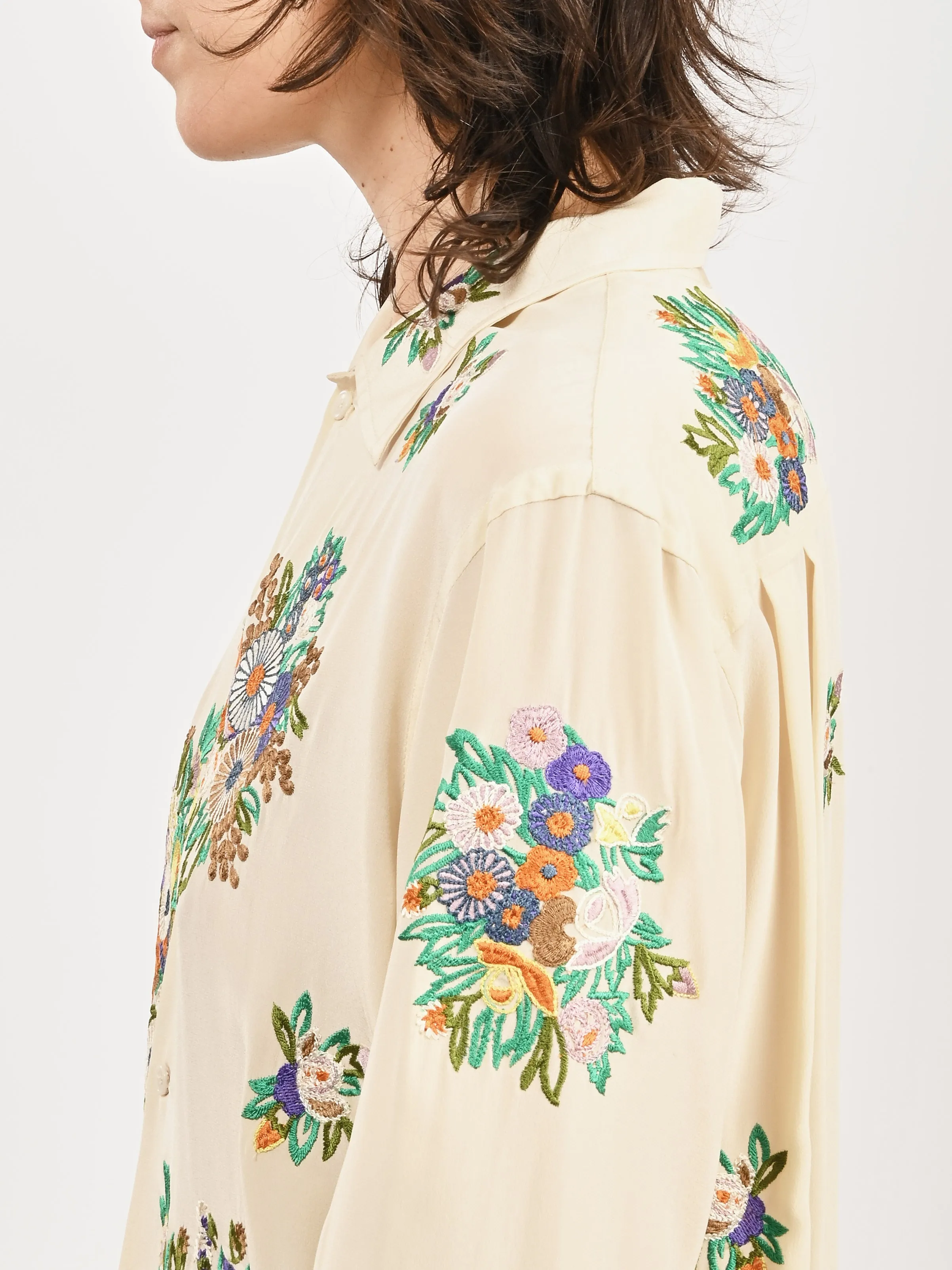 Cream/Multi Flower Language Shirt sold by Frances May Houseline product image thumbnail 5