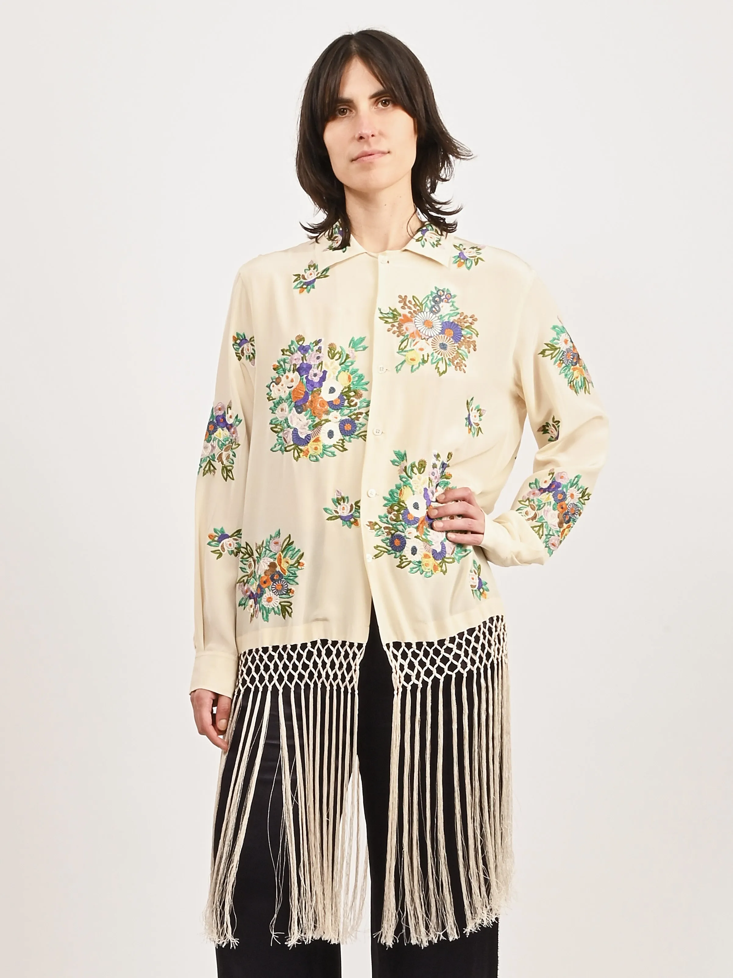 Cream/Multi Flower Language Shirt sold by Frances May Houseline product image thumbnail 2