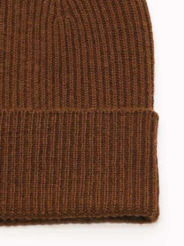 Chocolate Adult Beanie made by Frances May Houseline