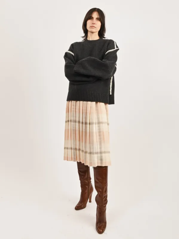 Grey Melange Embroidered Wool Cashmere Knit sold by Frances May Houseline