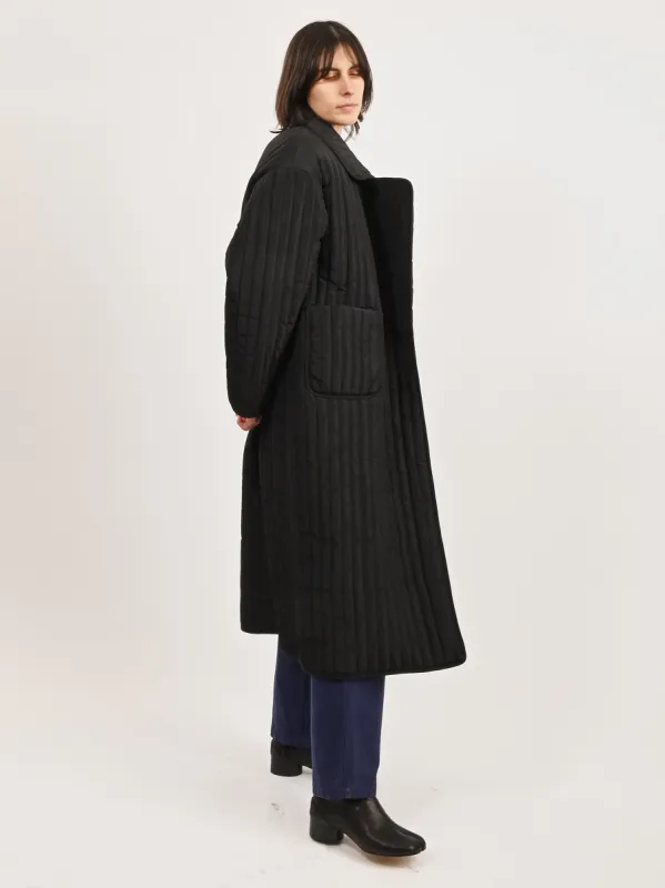 Black Quilted Overcoat sold by Frances May Houseline