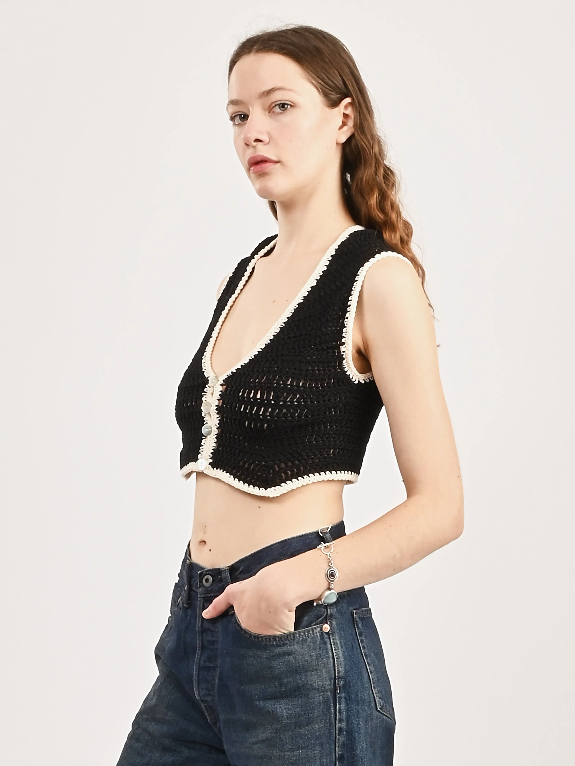 Black Cleo Vest sold by Frances May Houseline product image thumbnail 2