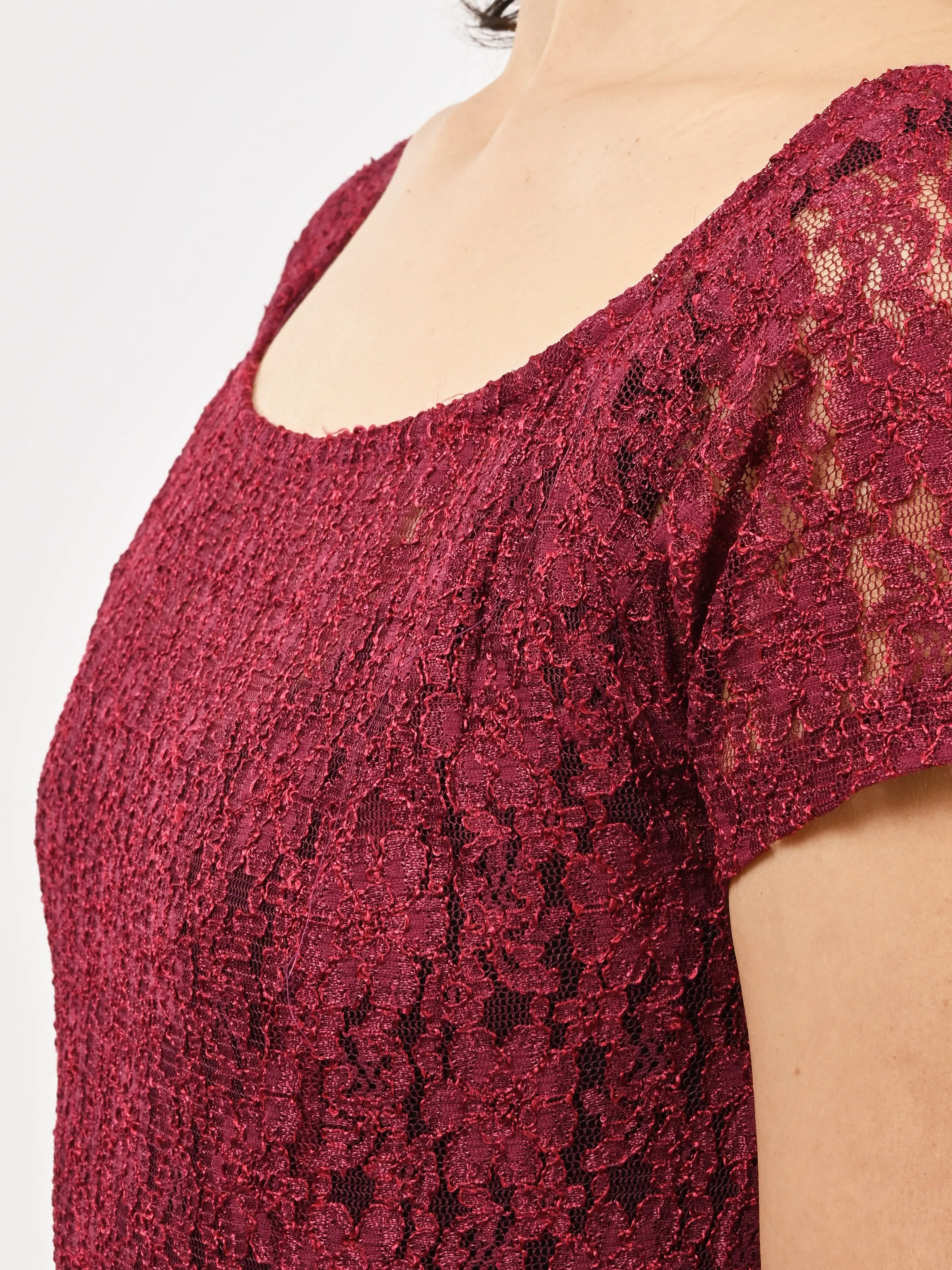 Burgundy Lace Mini Dress sold by Frances May Houseline product image thumbnail 4