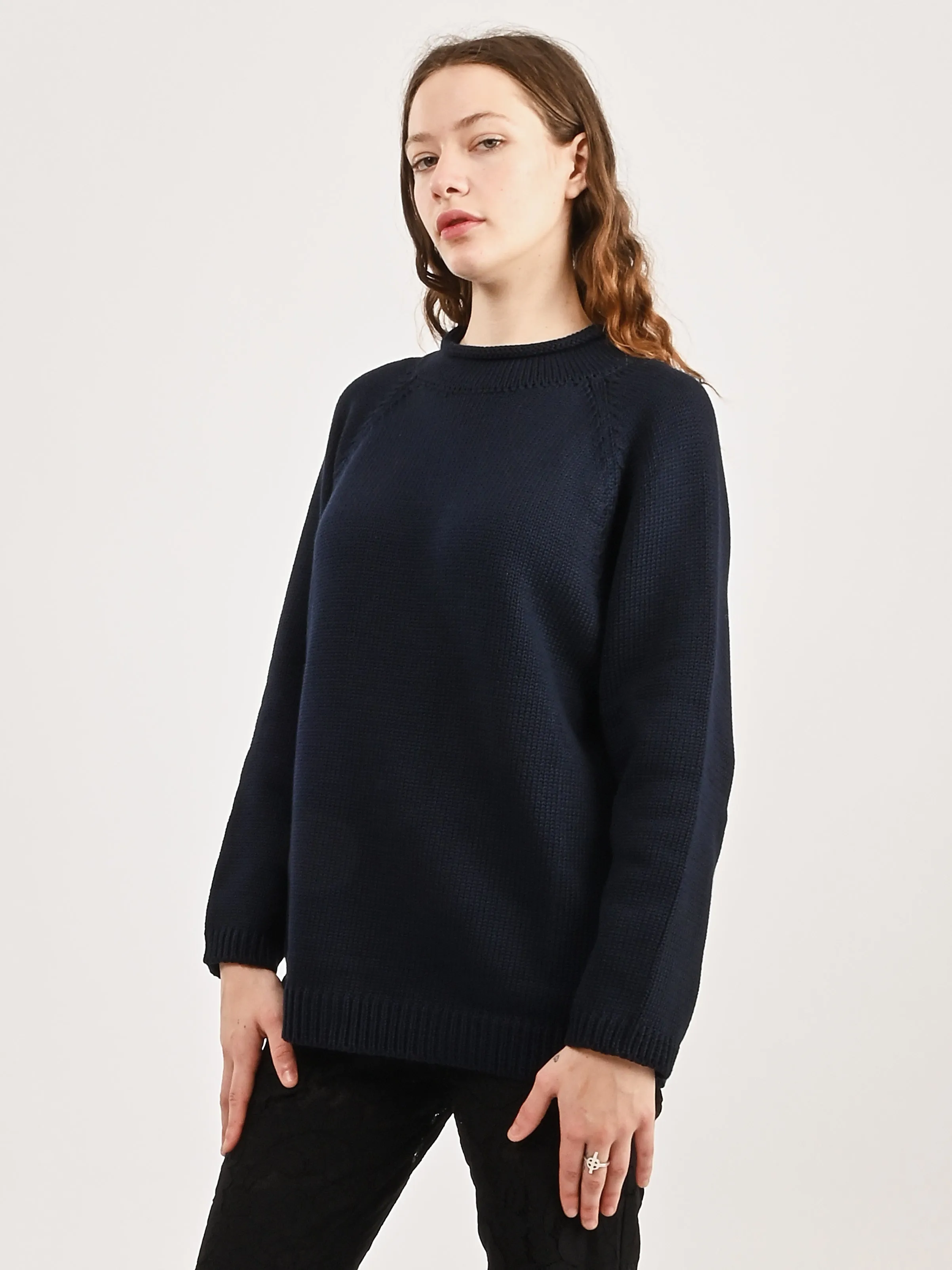 Navy Oversized Cotton Jumper sold by Frances May Houseline product image thumbnail 2