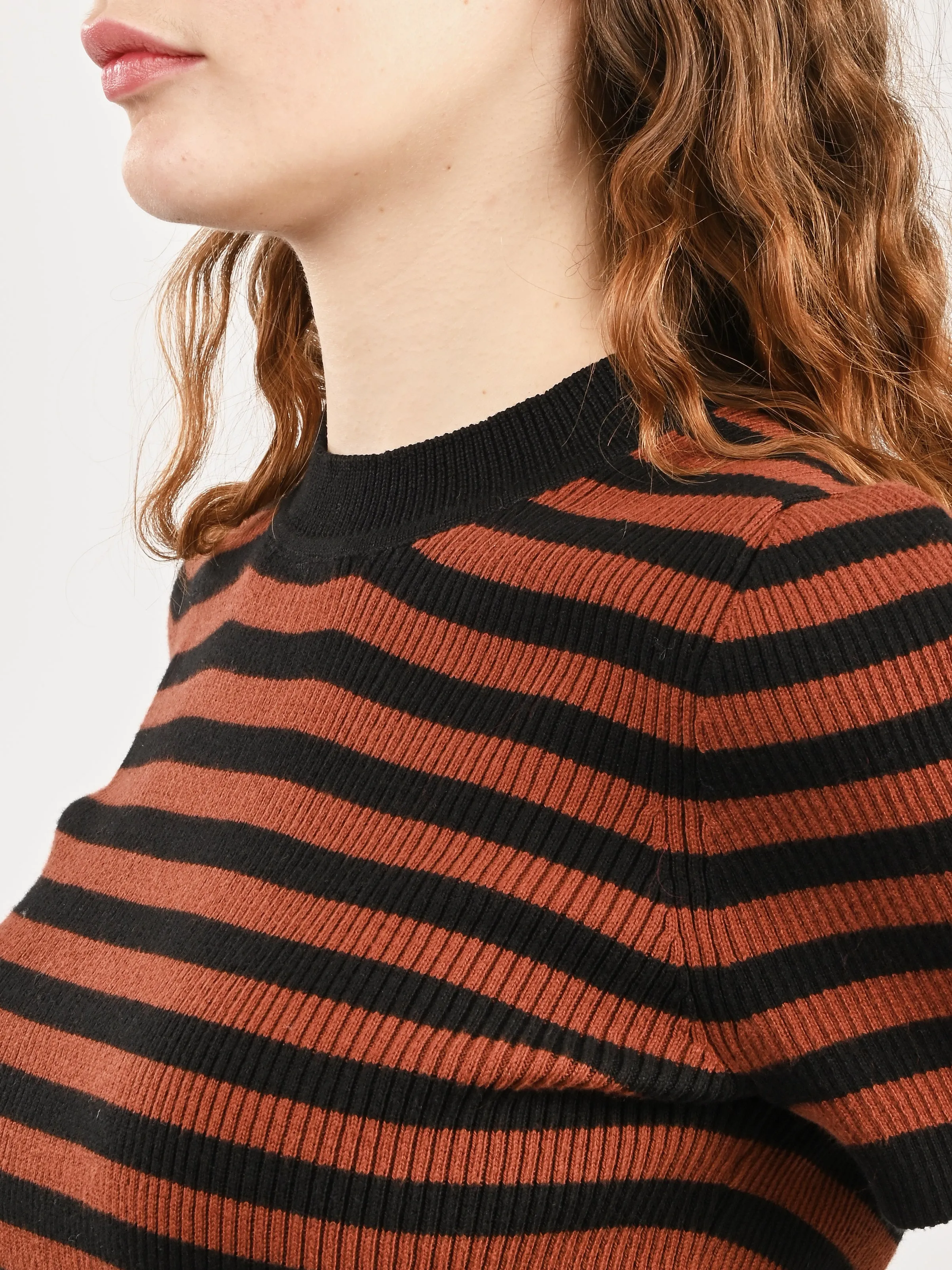 Cacao Stripe Jones Ribbed Tee sold by Frances May Houseline product image thumbnail 3