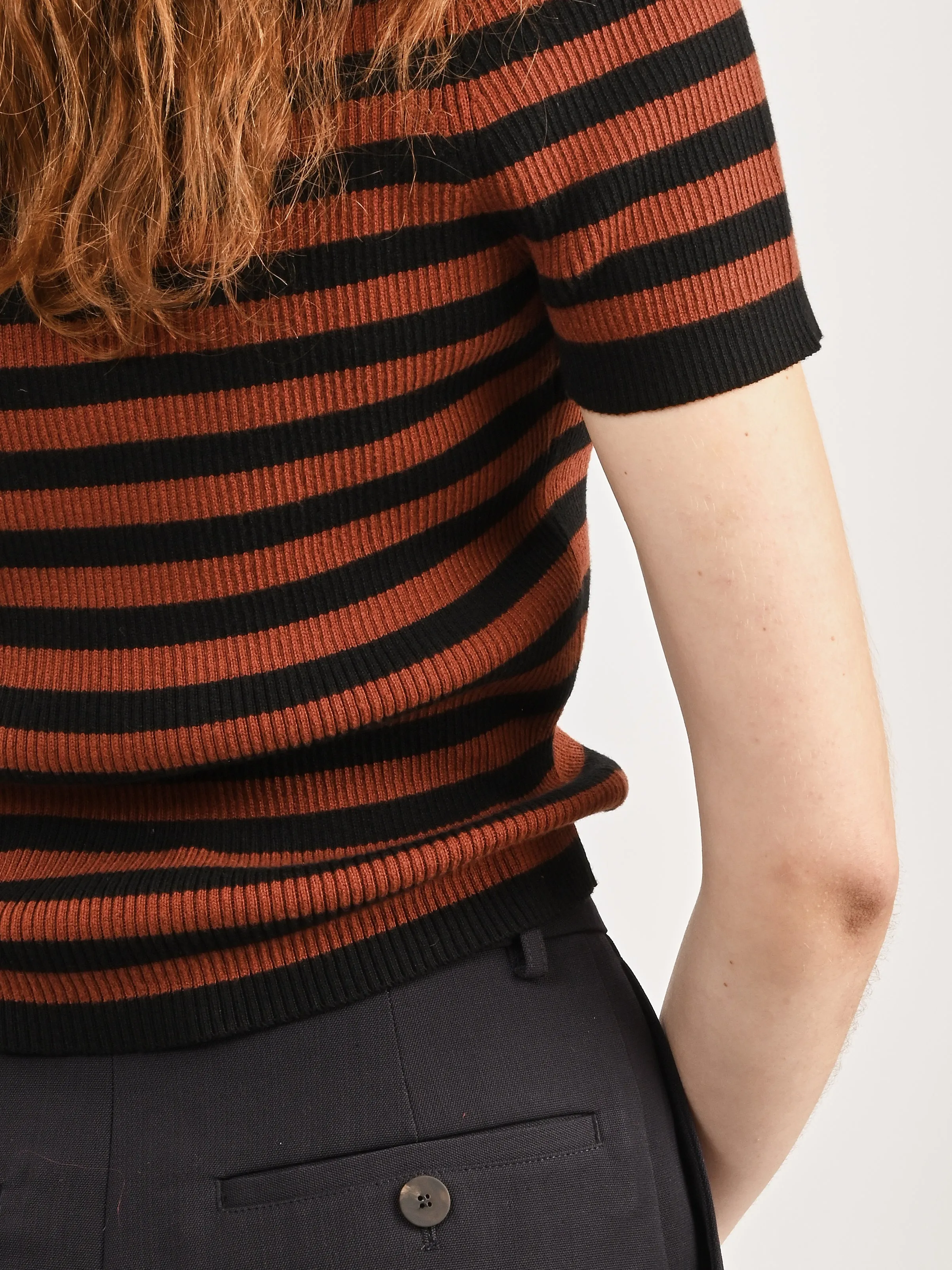 Cacao Stripe Jones Ribbed Tee sold by Frances May Houseline product image thumbnail 5