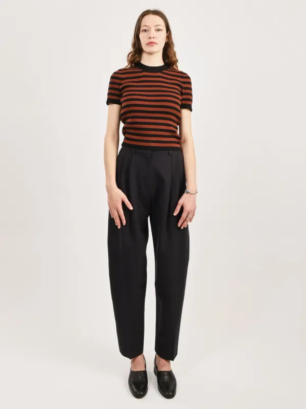 Cacao Stripe Jones Ribbed Tee made by Frances May Houseline