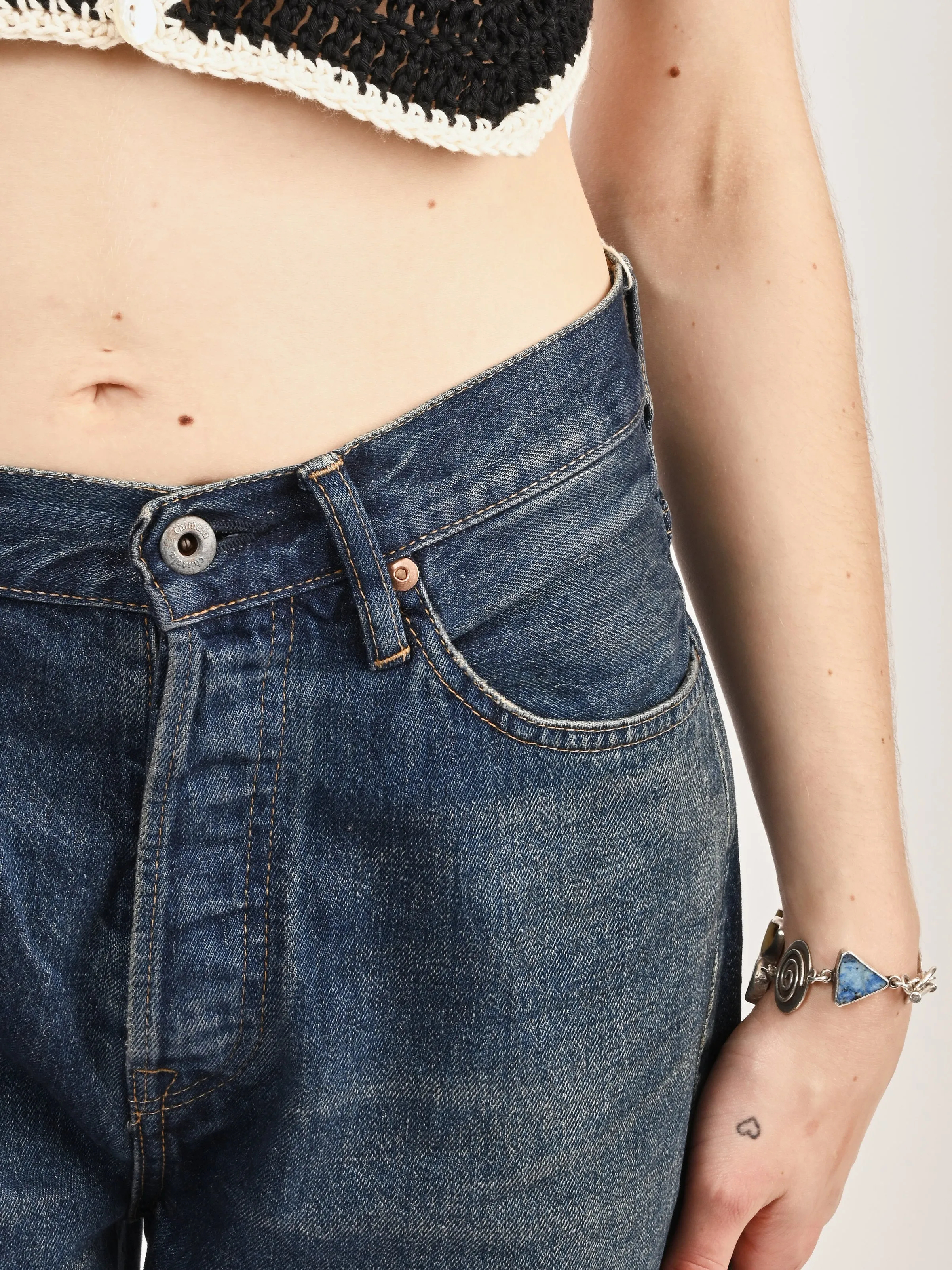 Vintage Dark Selvedge Denim Ankle Cut sold by Frances May Houseline product image thumbnail 4