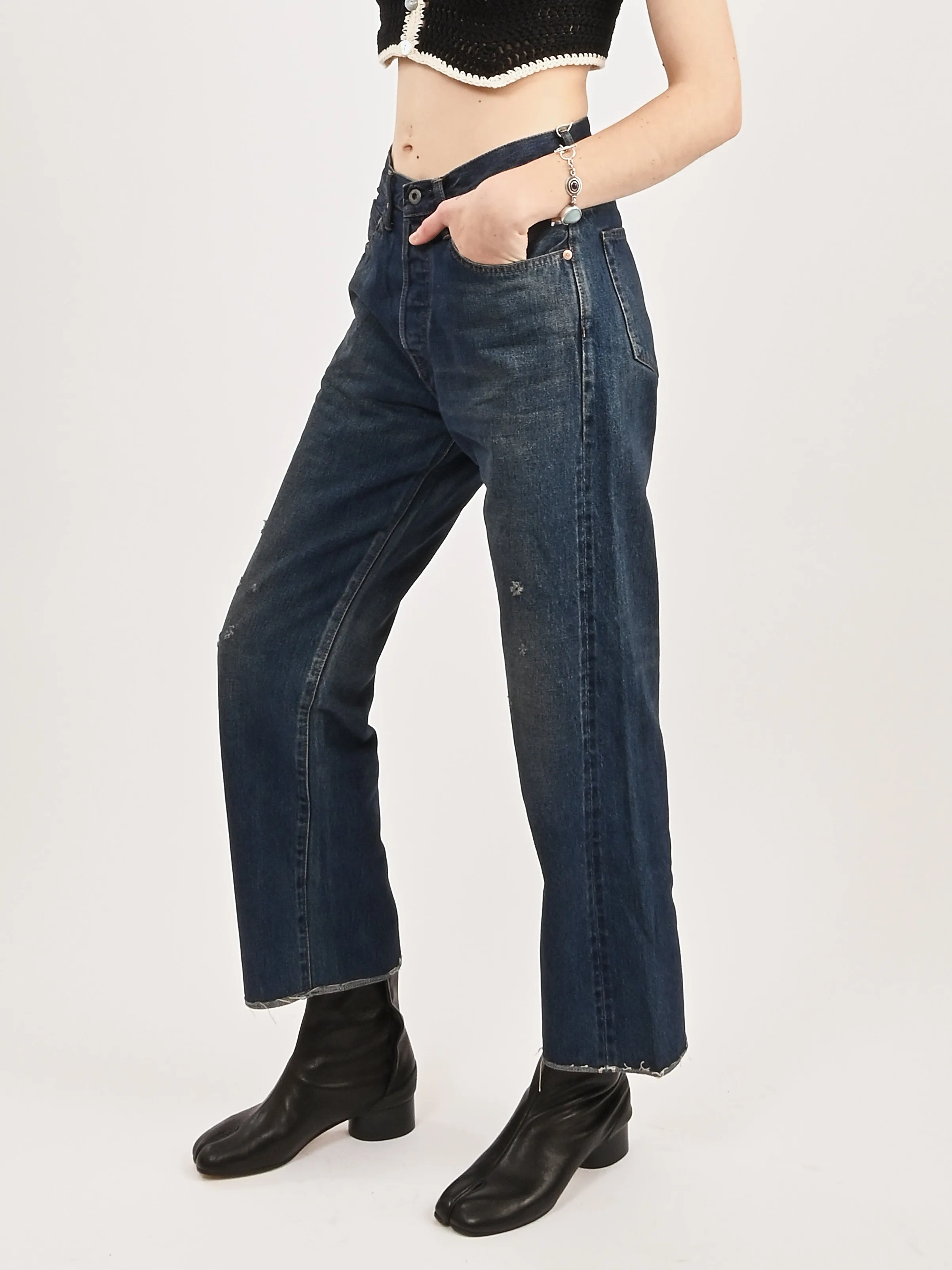 Vintage Dark Selvedge Denim Ankle Cut sold by Frances May Houseline product image thumbnail 2