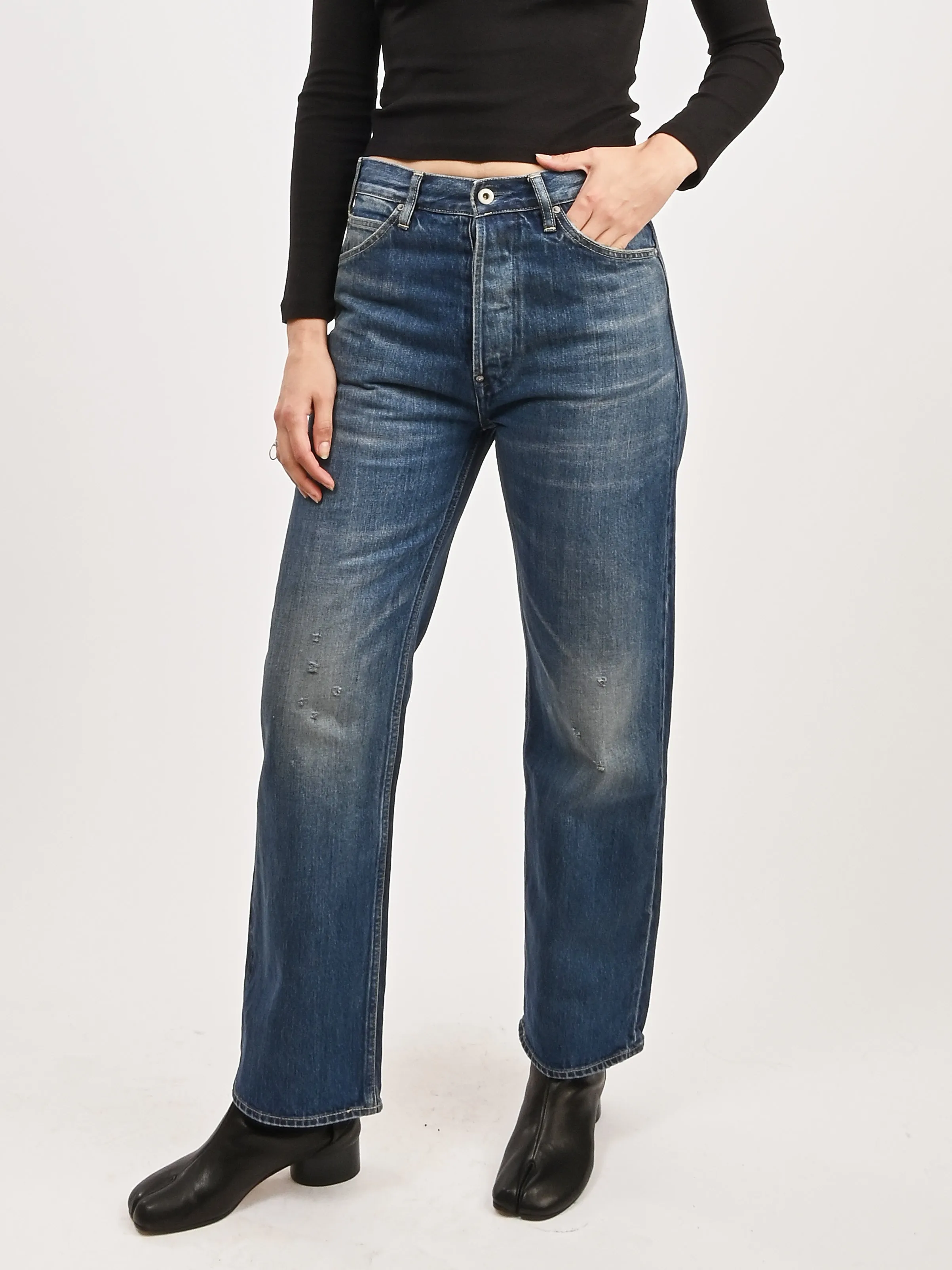 Medium Distress Selvedge Denim Narrow Straight Cut sold by Frances May Houseline product image thumbnail 2