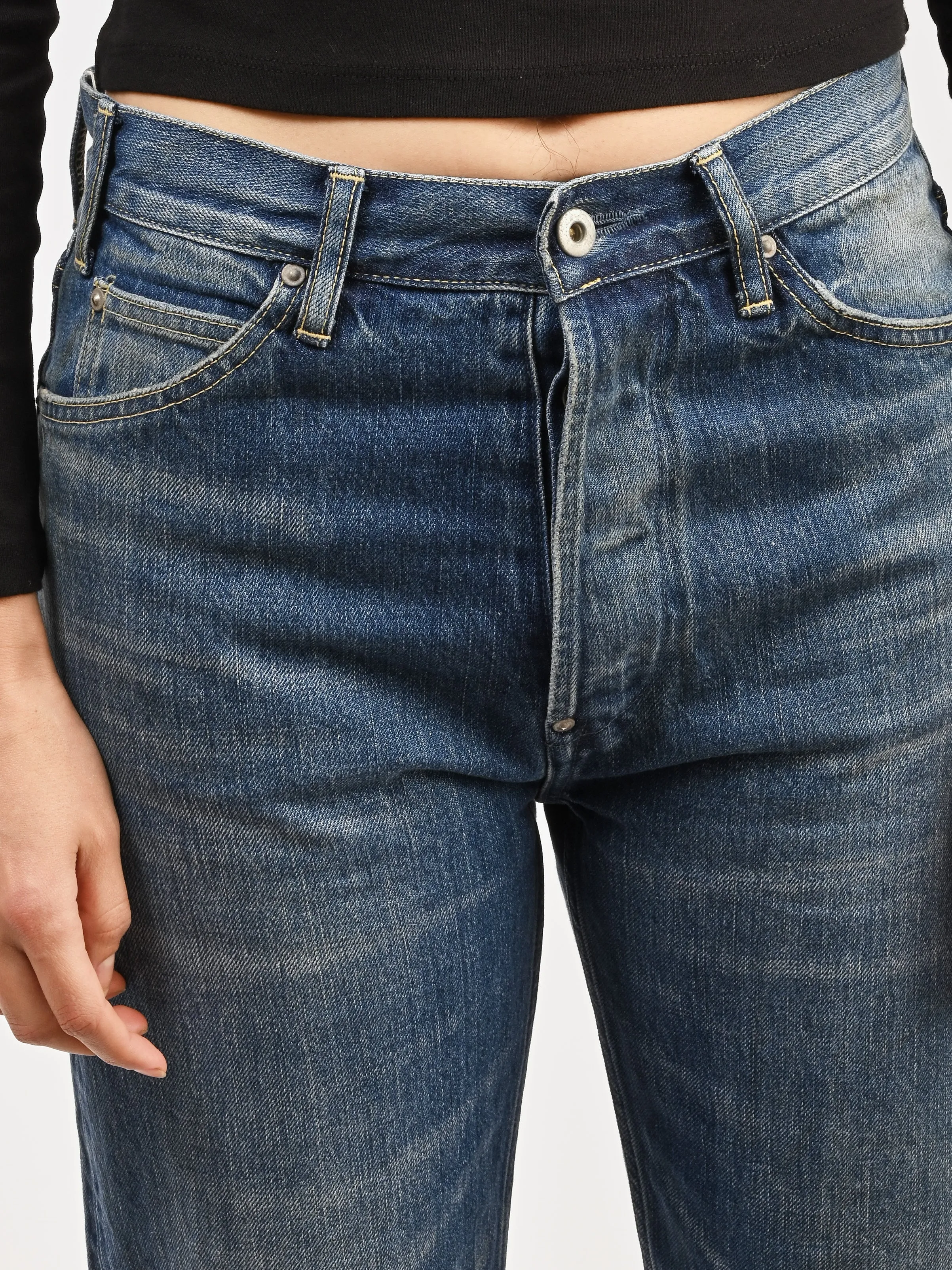 Medium Distress Selvedge Denim Narrow Straight Cut sold by Frances May Houseline product image thumbnail 4