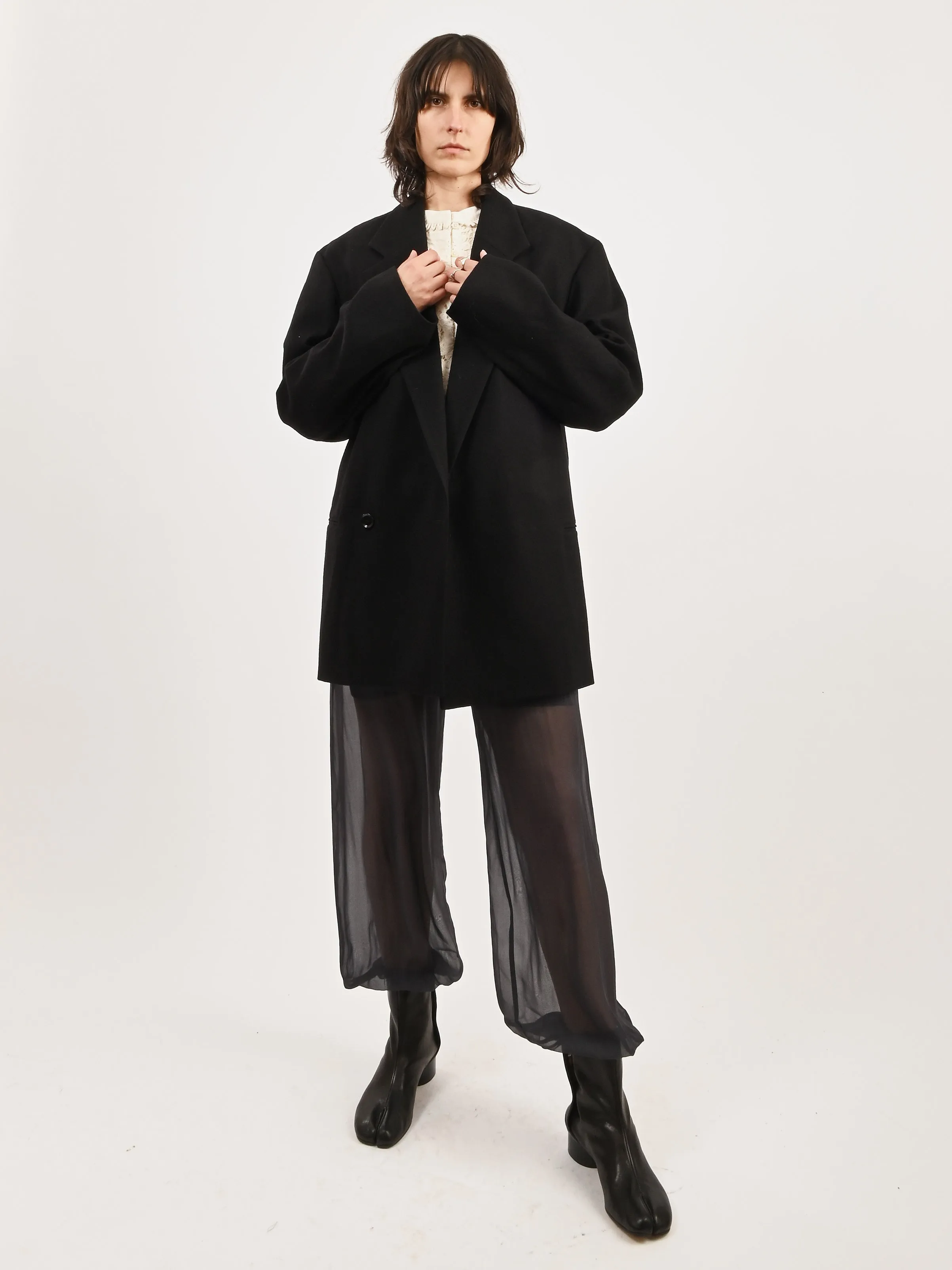 Black Short Maxi DB Coat sold by Frances May Houseline