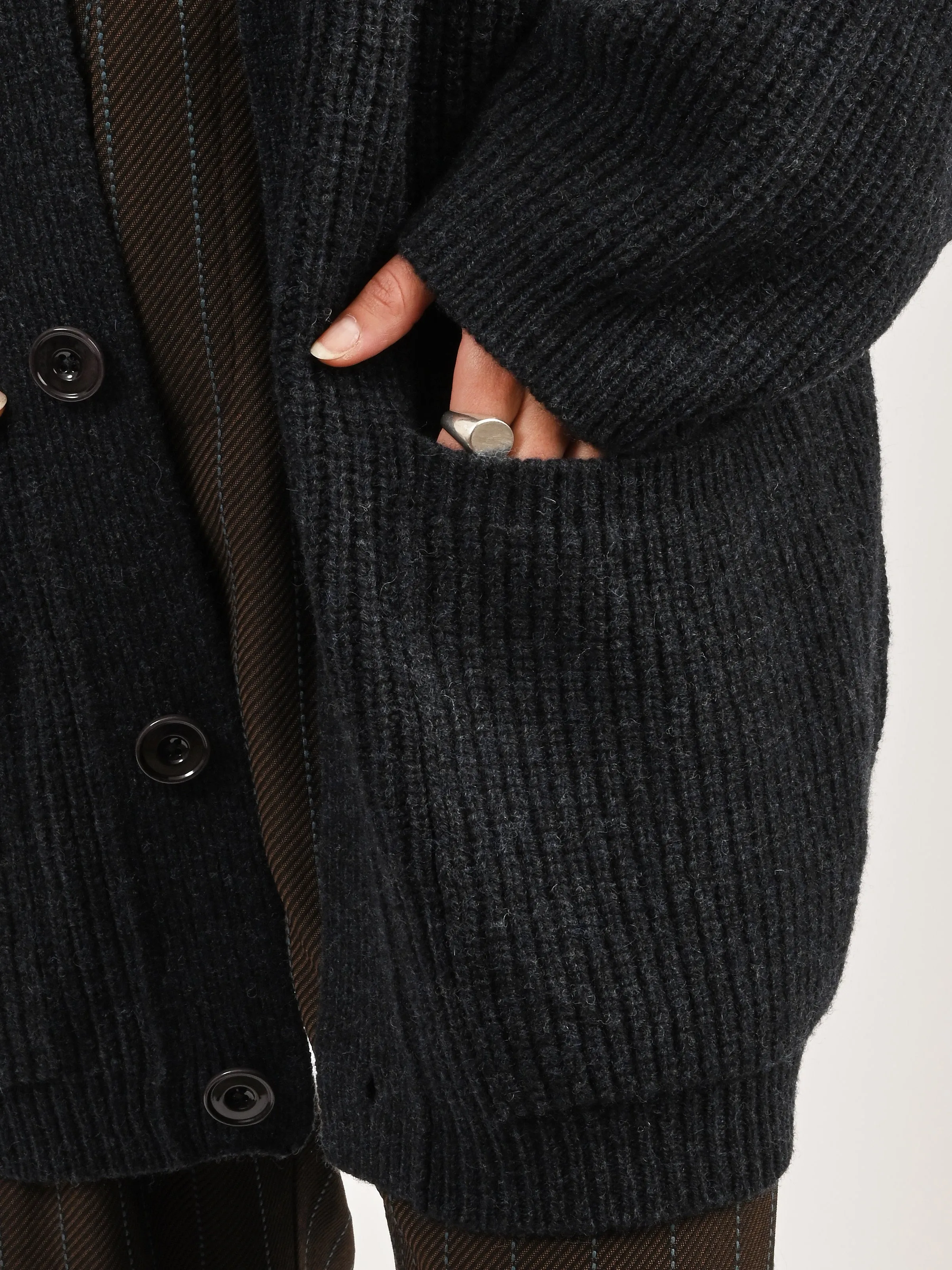 Midnight Navy Melange Felted Cardi Coat sold by Frances May Houseline product image thumbnail 4