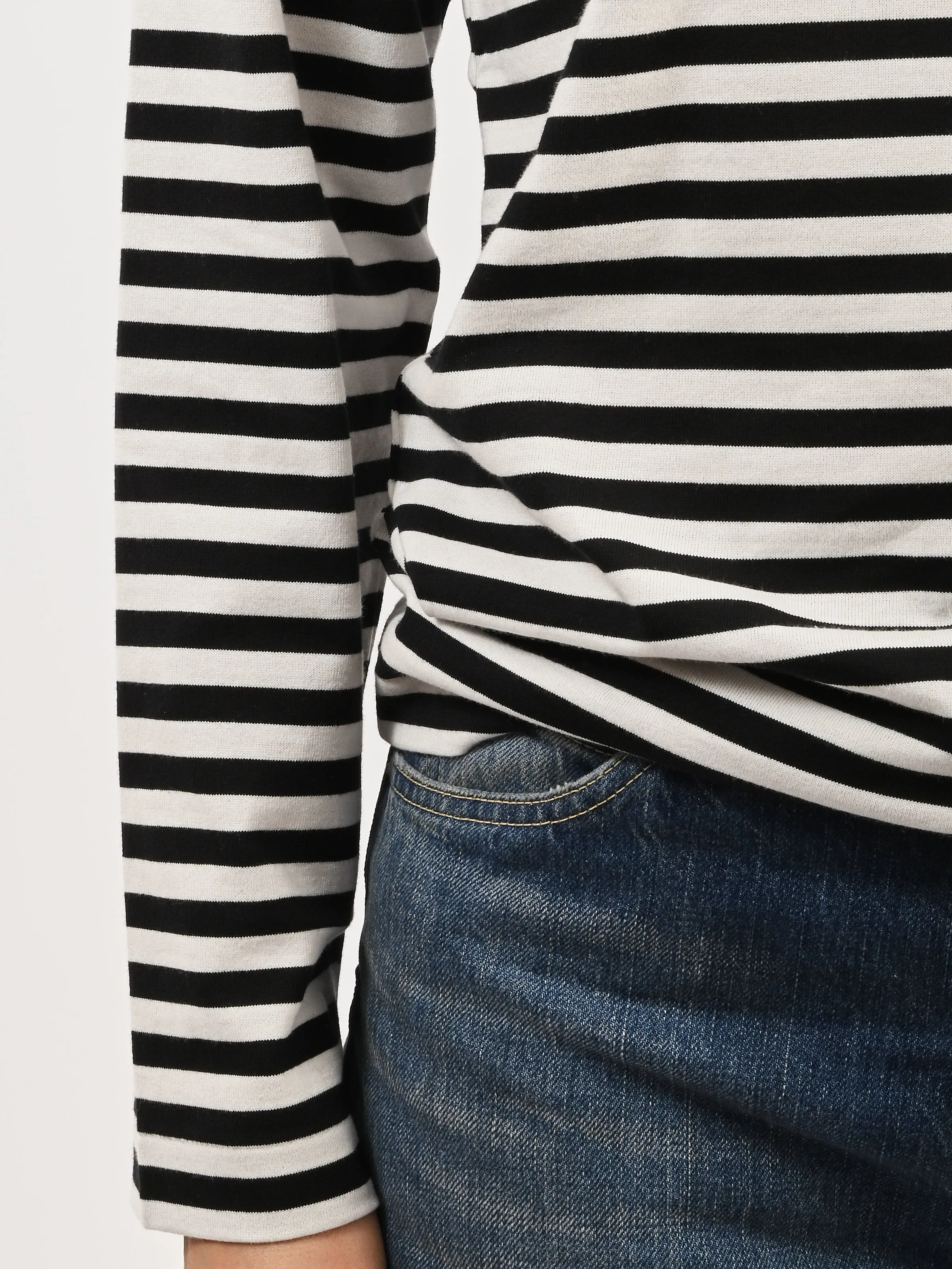 Black/White Red Heart Play Striped T-Shirt sold by Frances May Houseline product image thumbnail 4