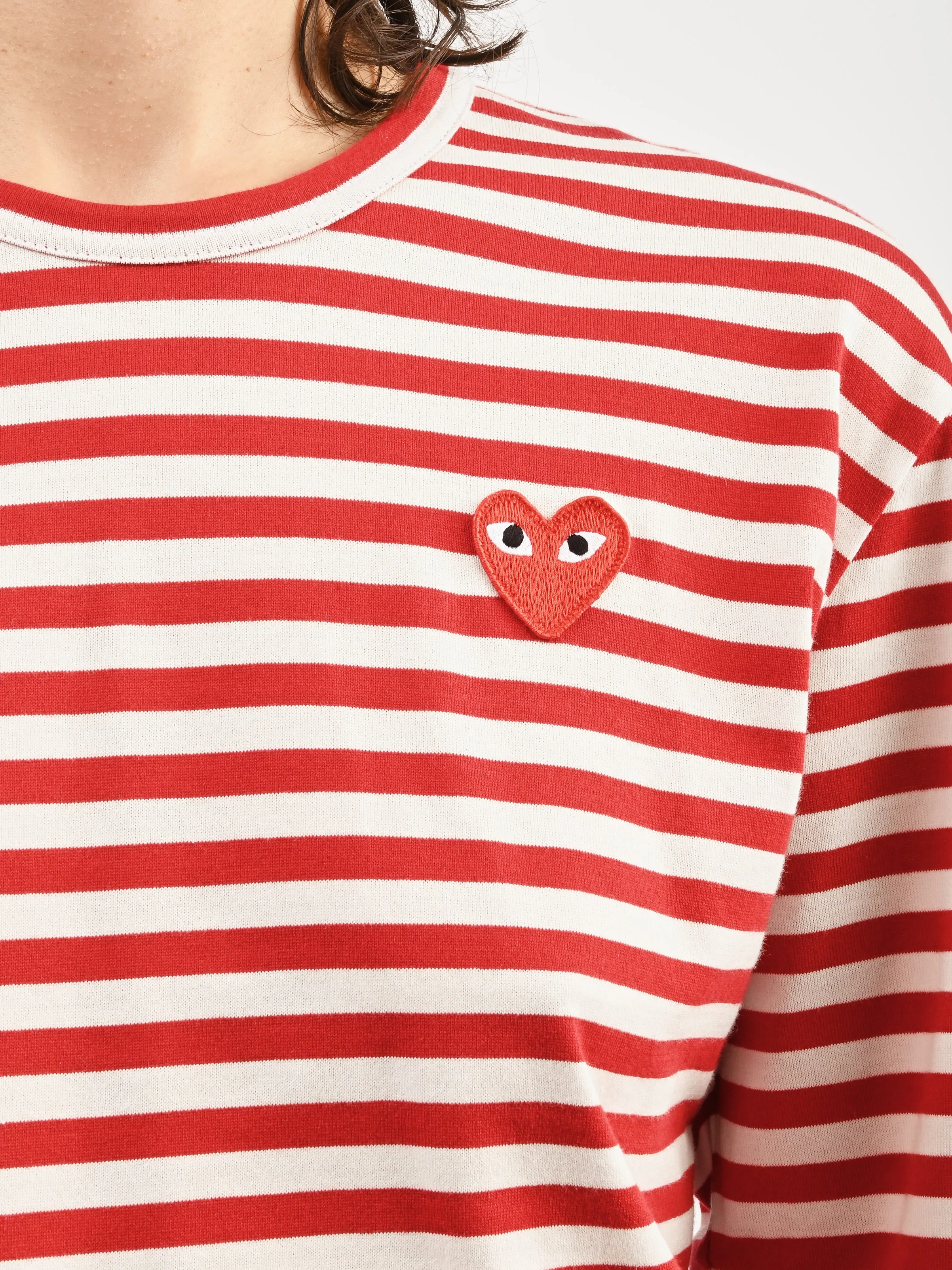 Red/White Red Heart Play Striped T-Shirt sold by Frances May Houseline product image thumbnail 3