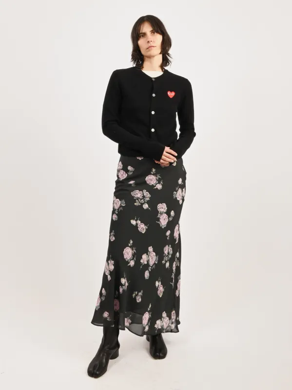 Black/Red Heart Play Cardigan made by Comme des Garcons PLAY