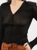 Black Deep V-Neck Top sold by Frances May Houseline