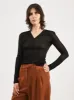 Black Deep V-Neck Top sold by Frances May Houseline