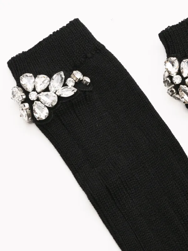 Black/Crystal Flower Emblem Ankle Sock made by Simone Rocha