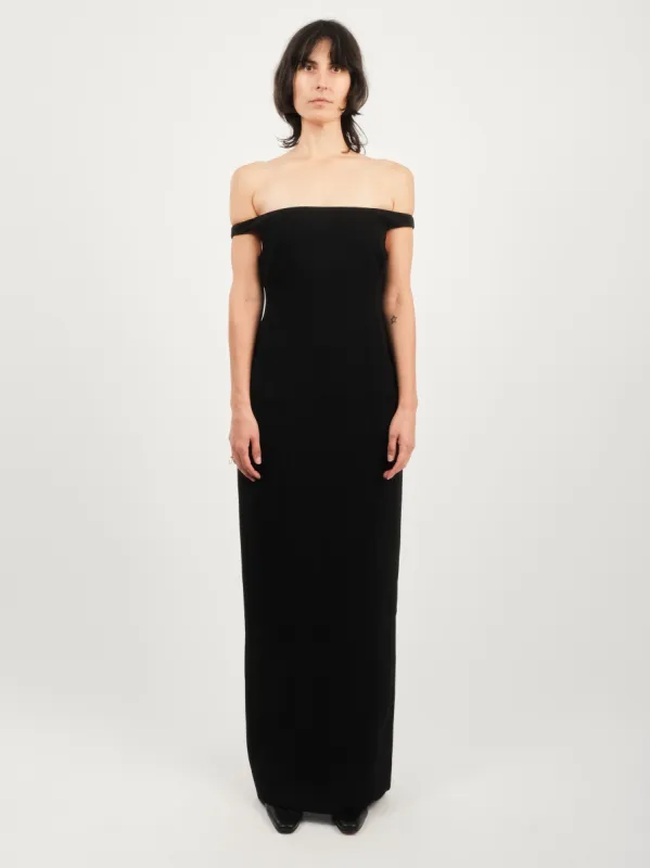 Black Curved Off-Shoulder Dress made by Toteme