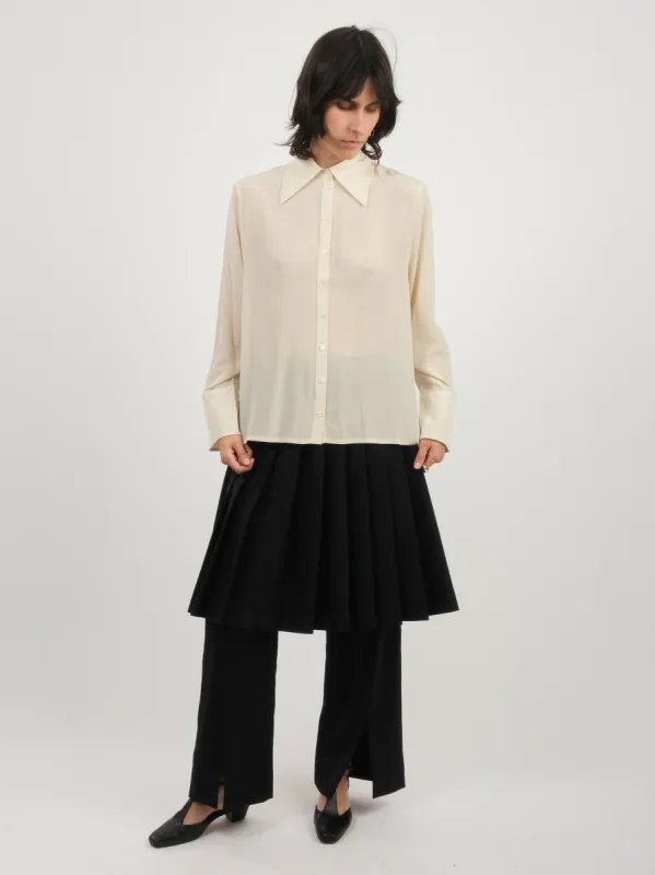 Cream Kerith Solid Button Down Top sold by Frances May Houseline