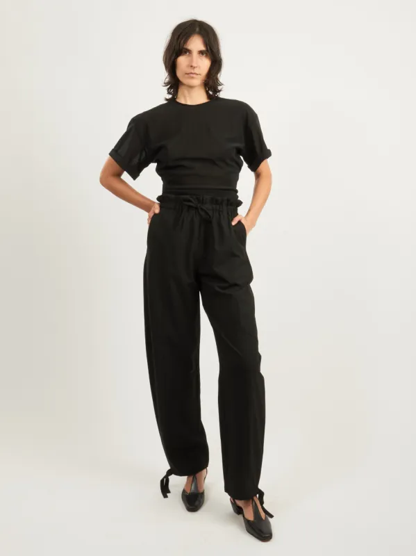 Black Drapey Melange Elasticated Waist Pants sold by Frances May Houseline