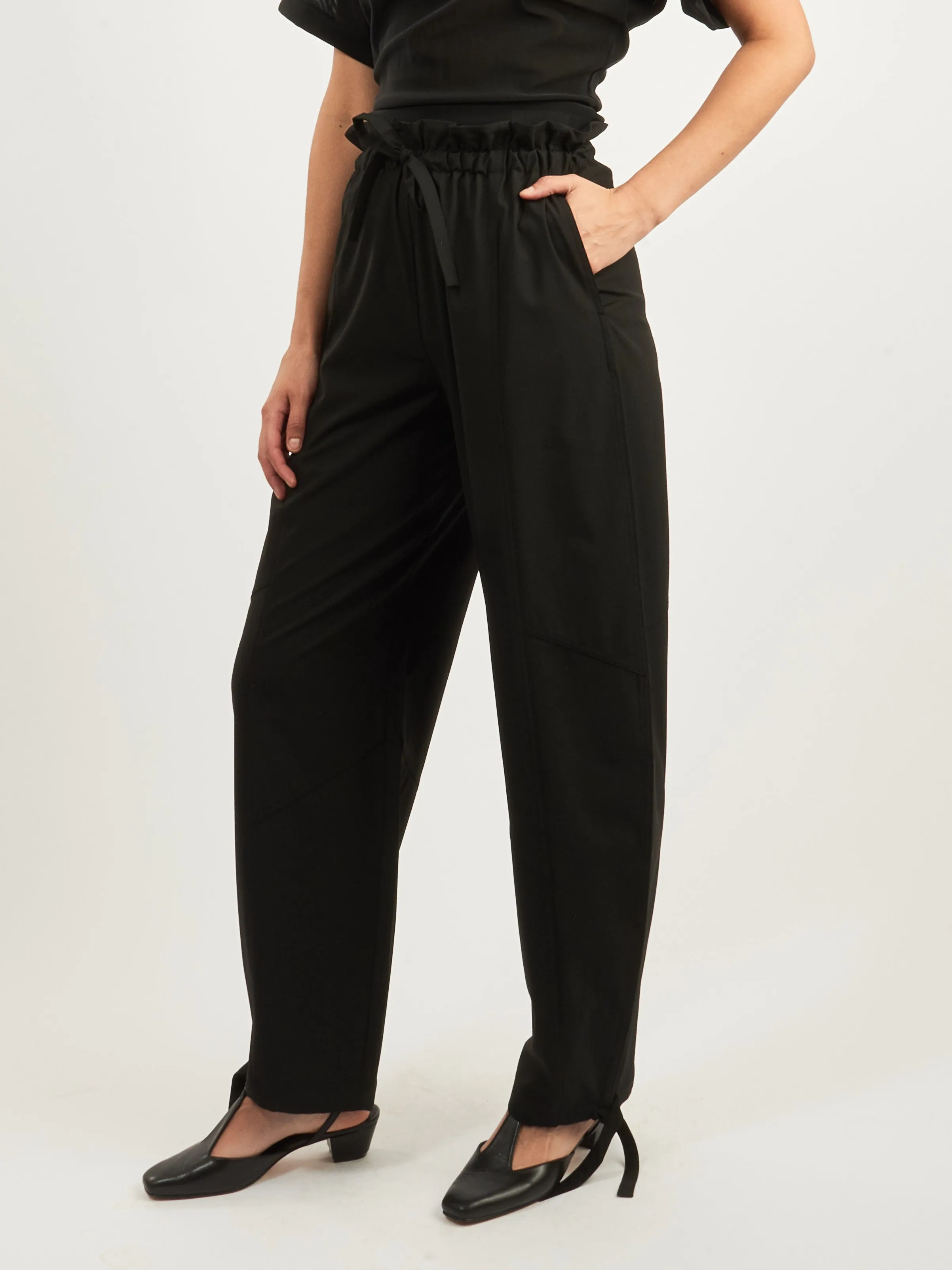 Black Drapey Melange Elasticated Waist Pants sold by Frances May Houseline product image thumbnail 2