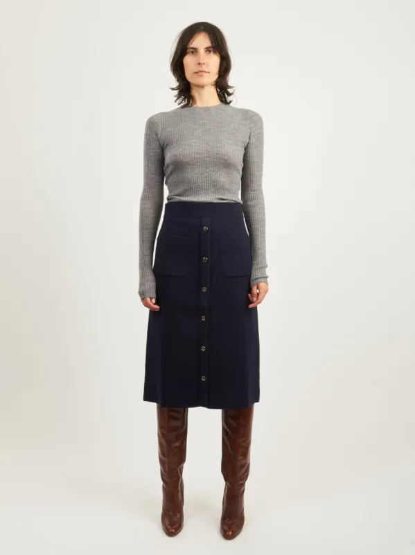 Navy Bing Skirt sold by Frances May Houseline