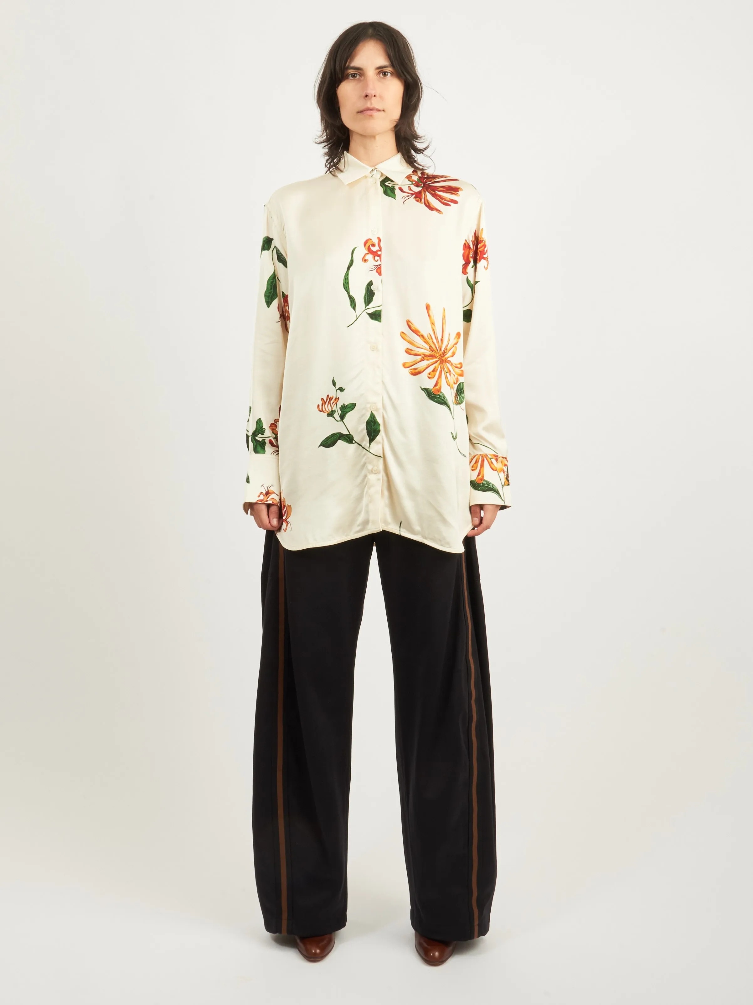 Ecru/Orange Honeysuckle Shirt sold by Frances May Houseline