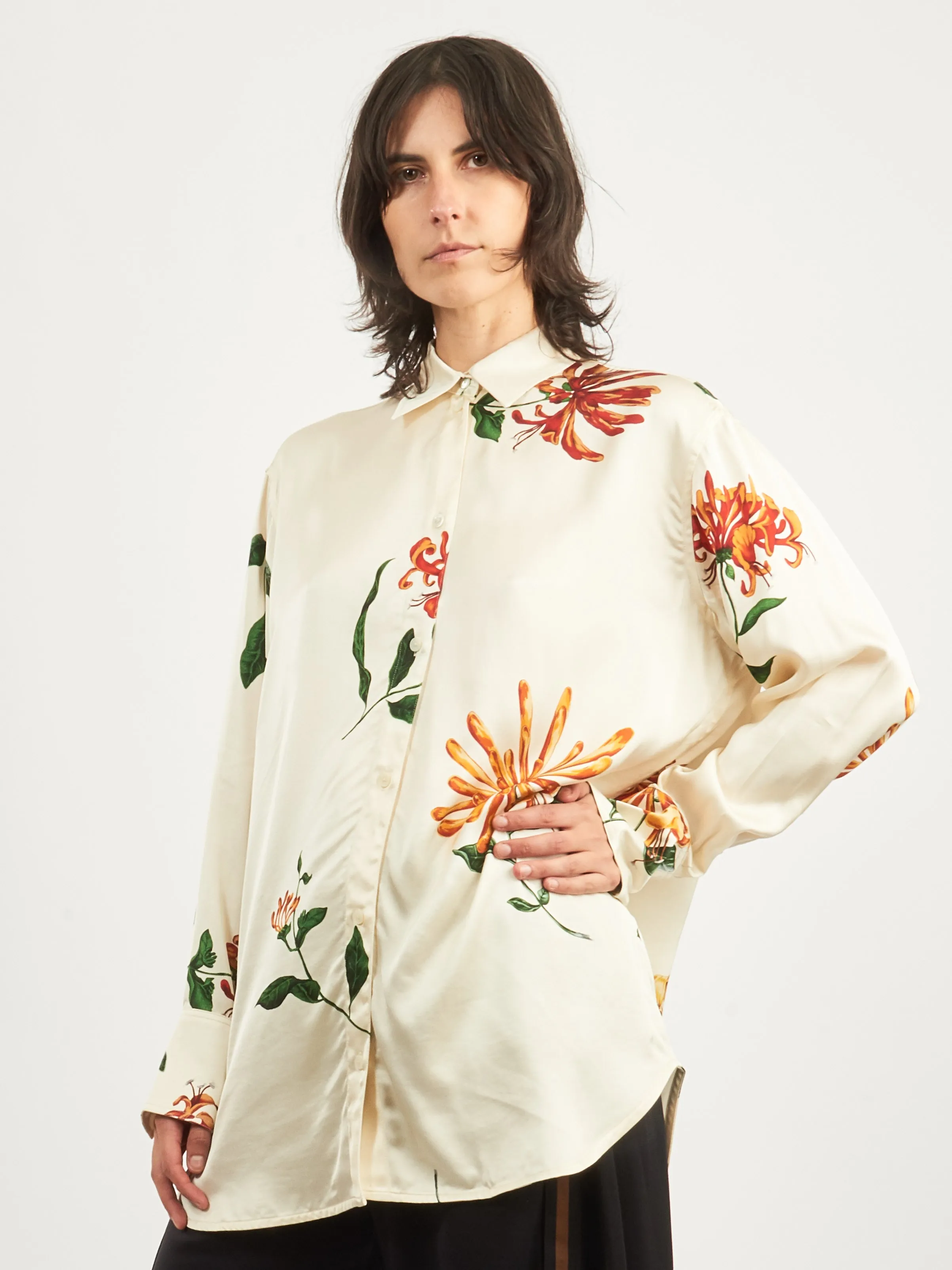 Ecru/Orange Honeysuckle Shirt sold by Frances May Houseline product image thumbnail 2