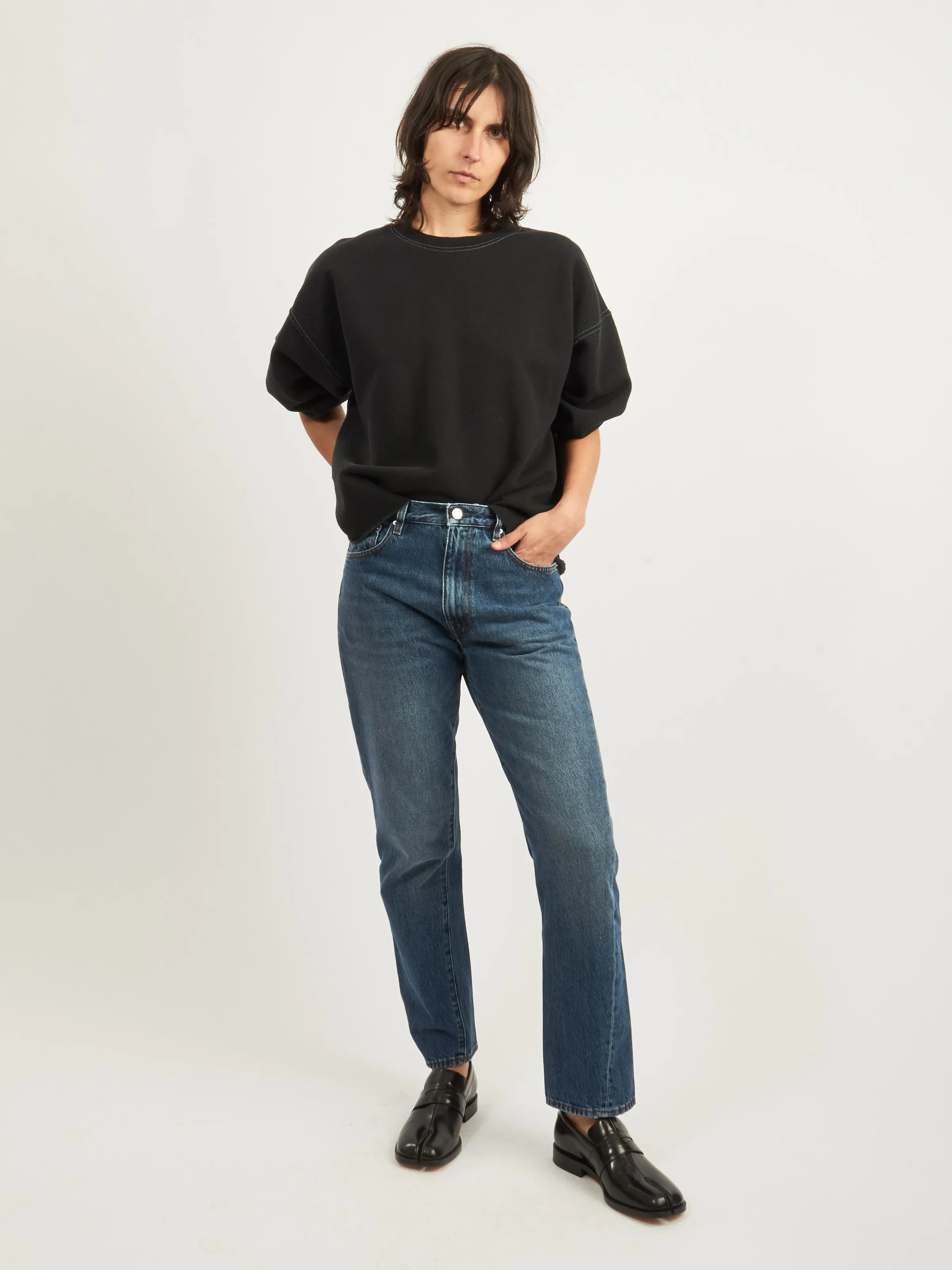 Washed Blue Twisted Seam Denim sold by Frances May Houseline