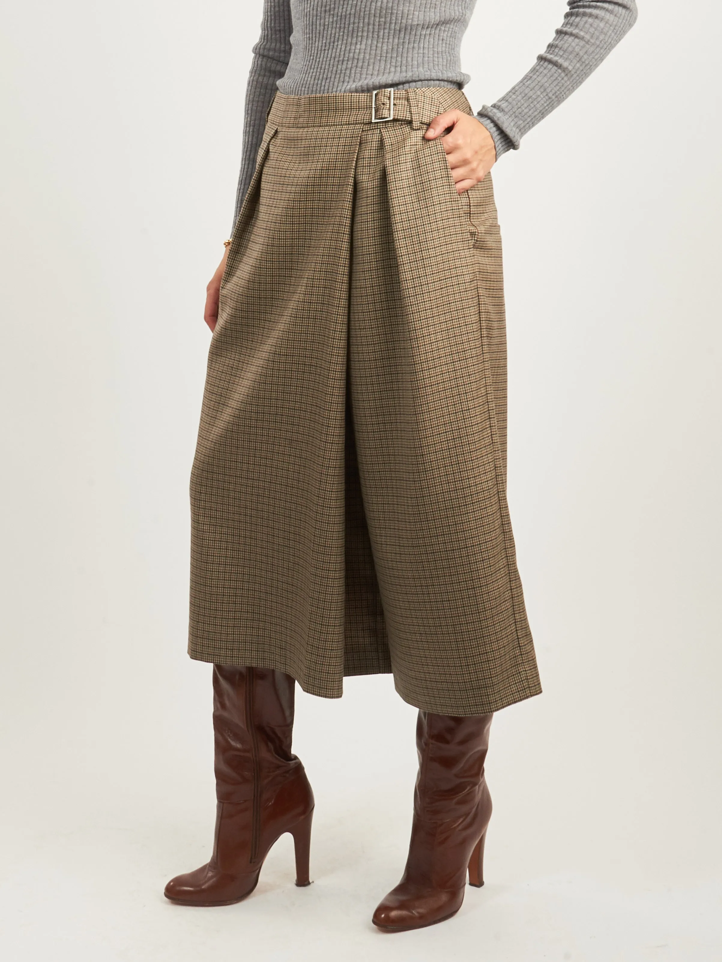 Tan/Multi Thomas Menswear Check Wrap Culotte sold by Frances May Houseline product image thumbnail 2
