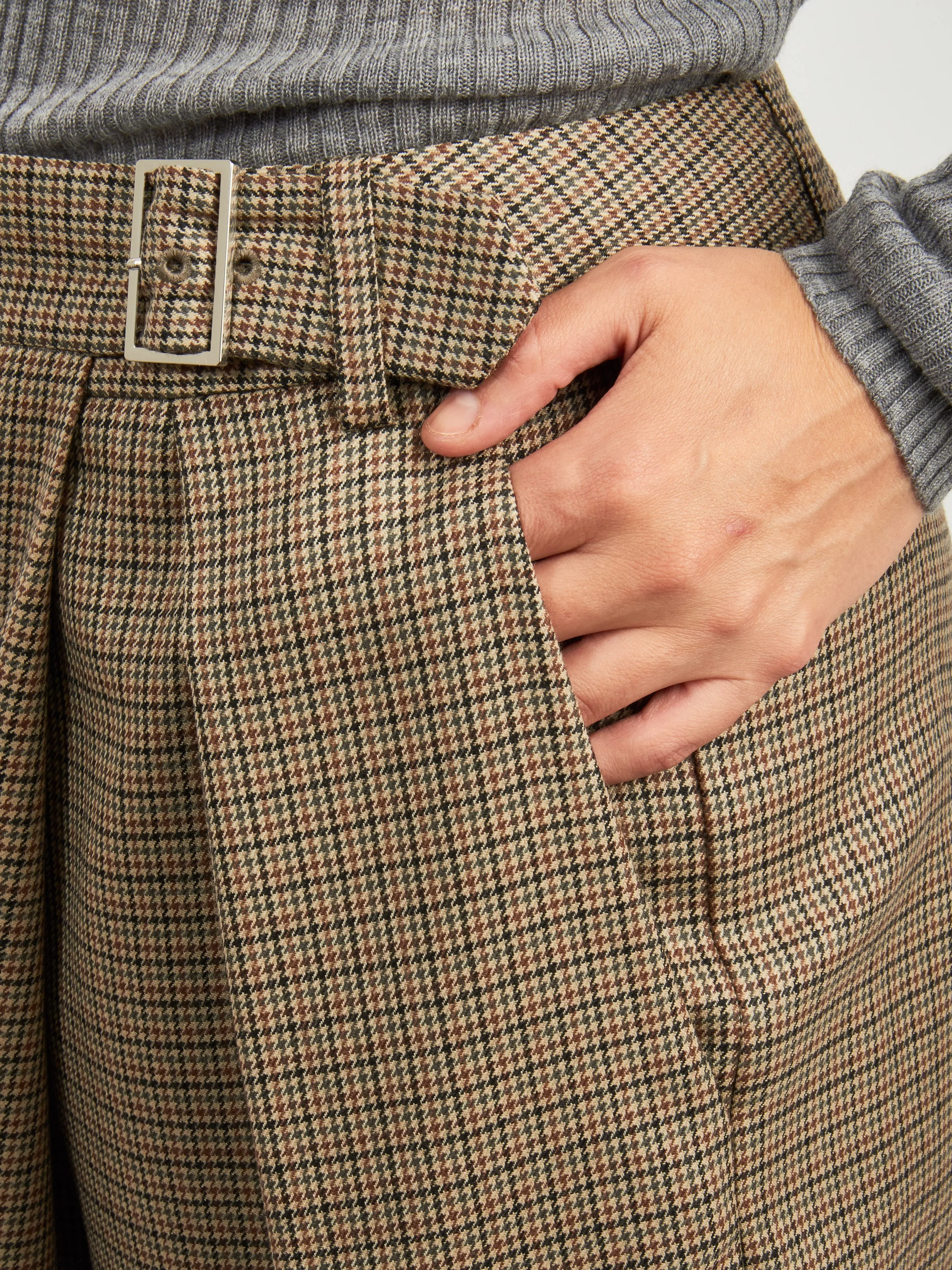 Tan/Multi Thomas Menswear Check Wrap Culotte sold by Frances May Houseline product image thumbnail 4